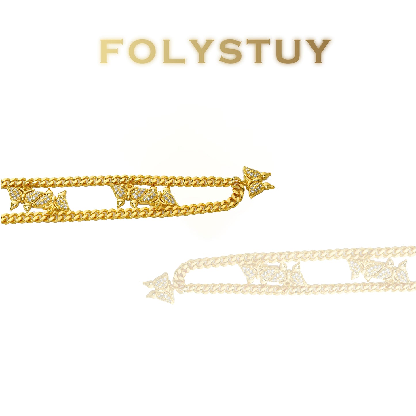 【FOLYSTUY (Y137)】24k gold filled Cuban Butterfly Necklace