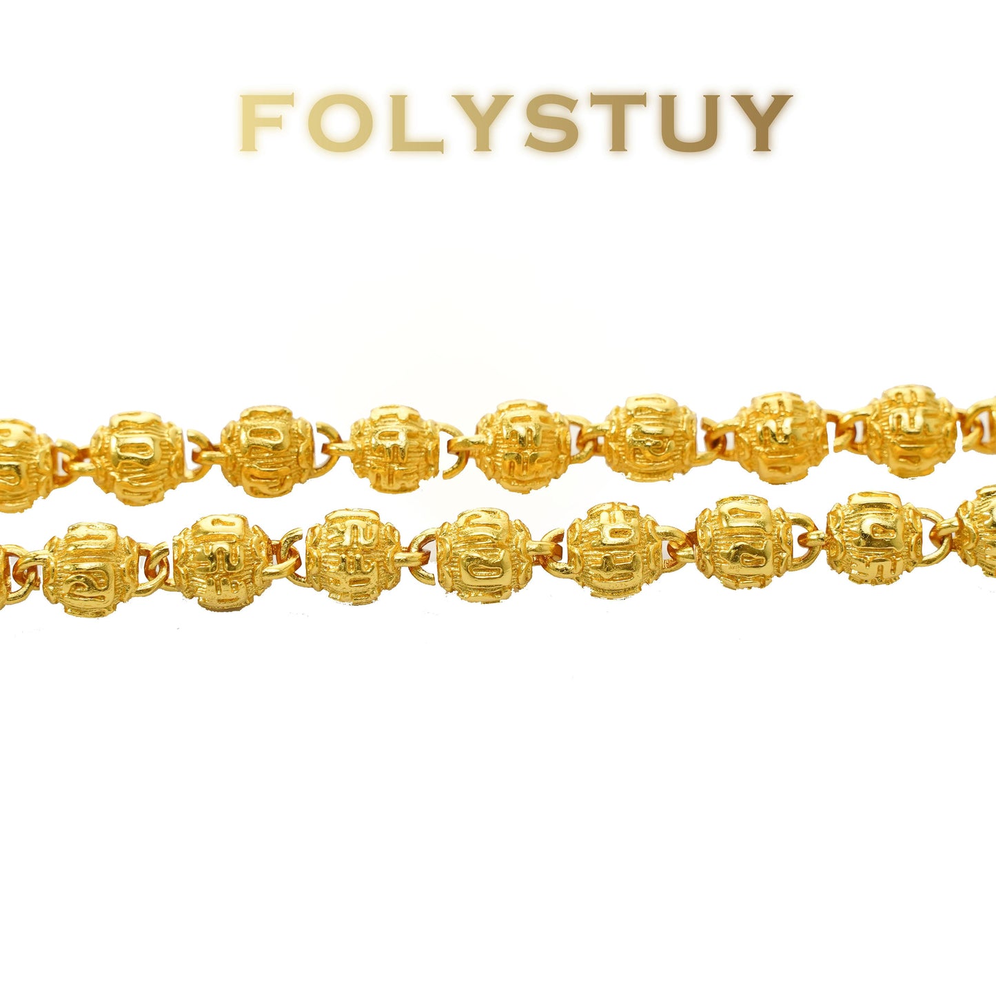 【FOLYSTUY(YNY09)】24k gold filled Bead Necklace Hip Hop Necklace