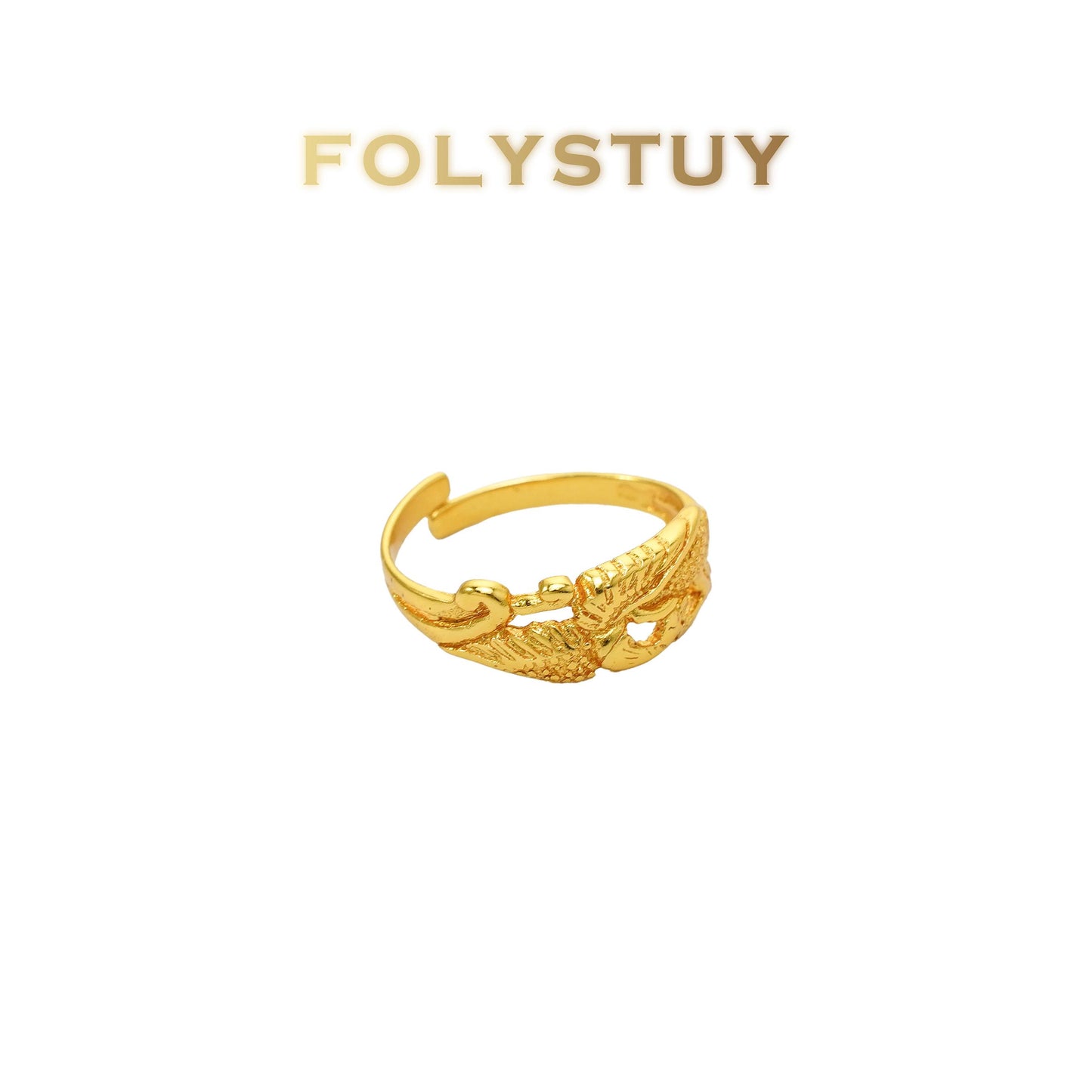 【FOLYSTUY(YNZ49)】24k gold filled Exquisite Dragon and Phoenix Ring