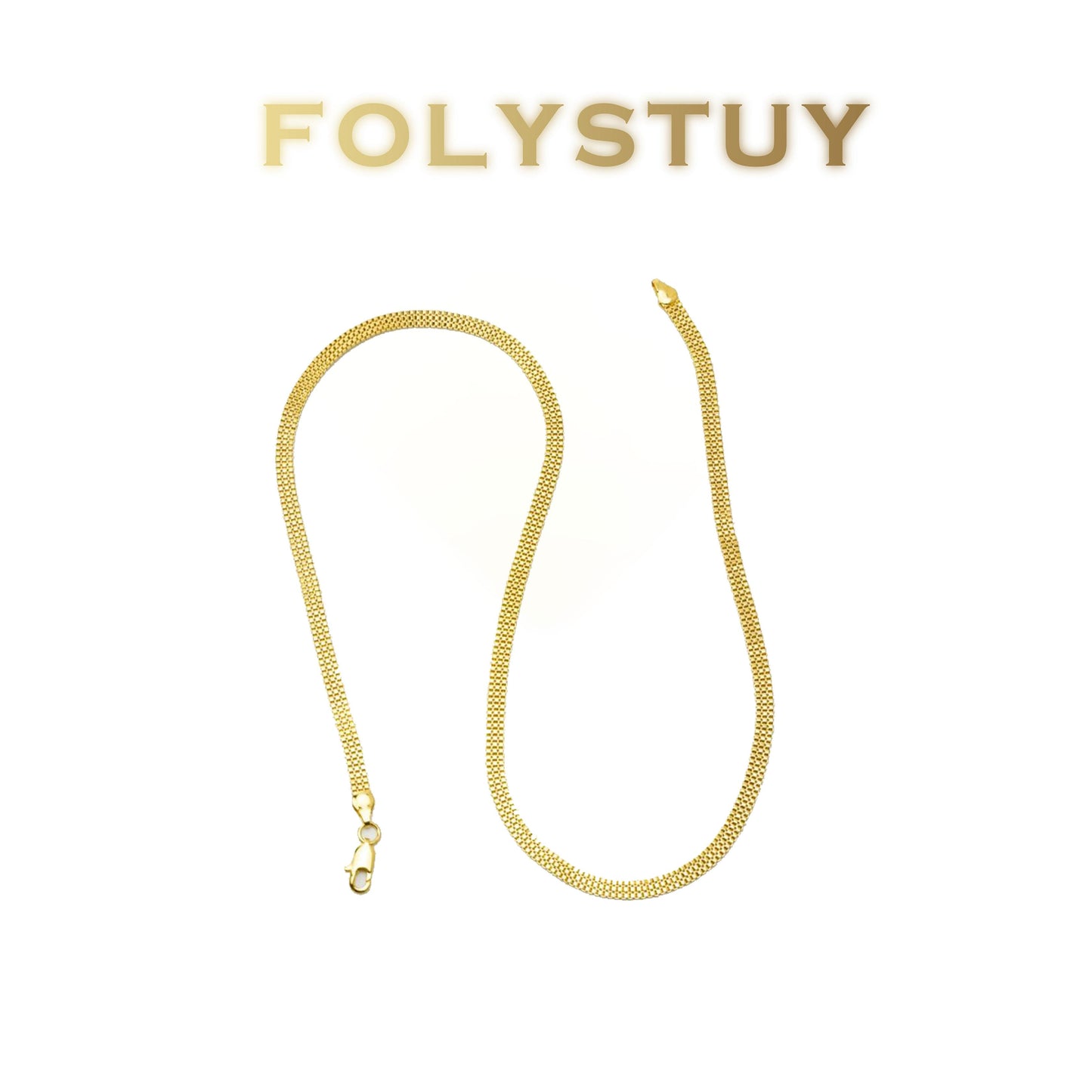 【FOLYSTUY (Y147)】24k gold filled 3 rows of box chain flat snake bones