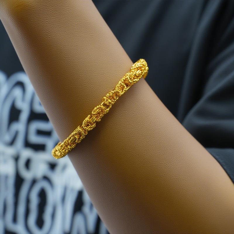 【FOLYSTUY(YNW17)】24k gold filled Dragon Bone Tank Bracelet