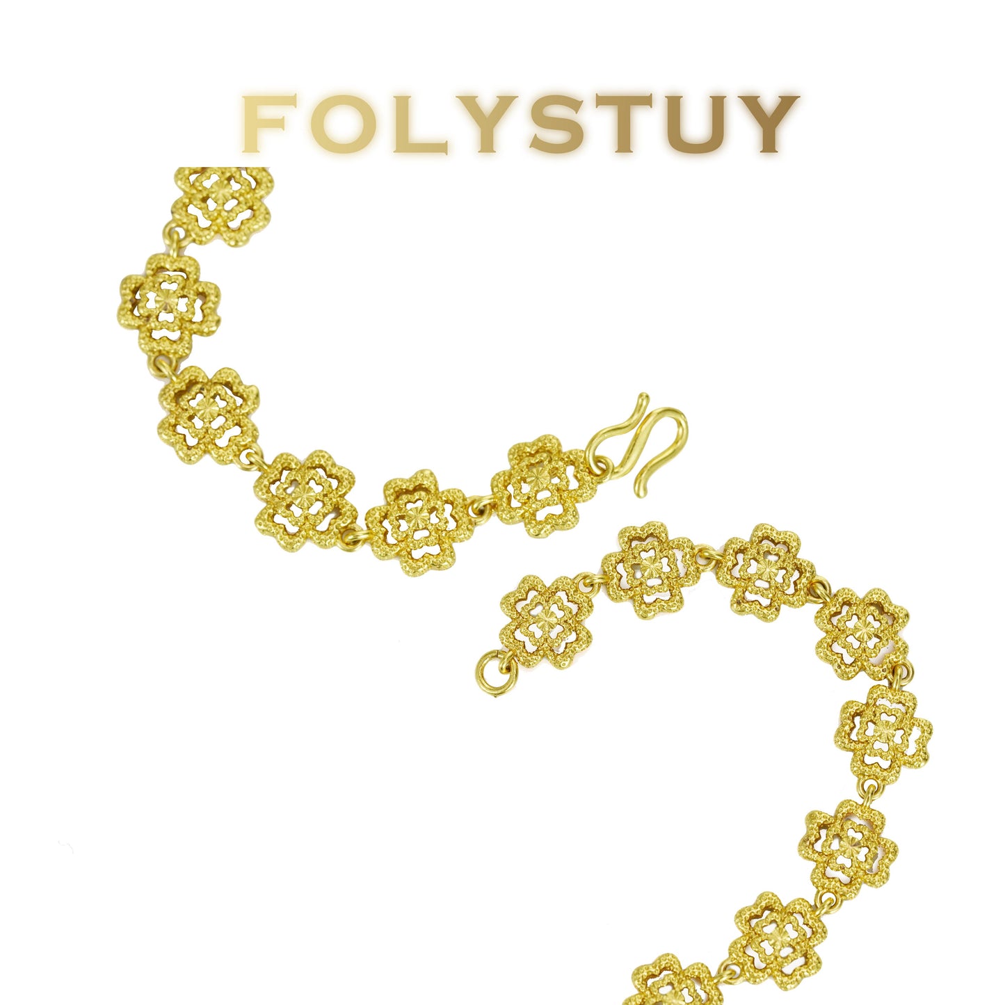 【FOLYSTUY (YNW11)】24k gold filled Clover Bracelet