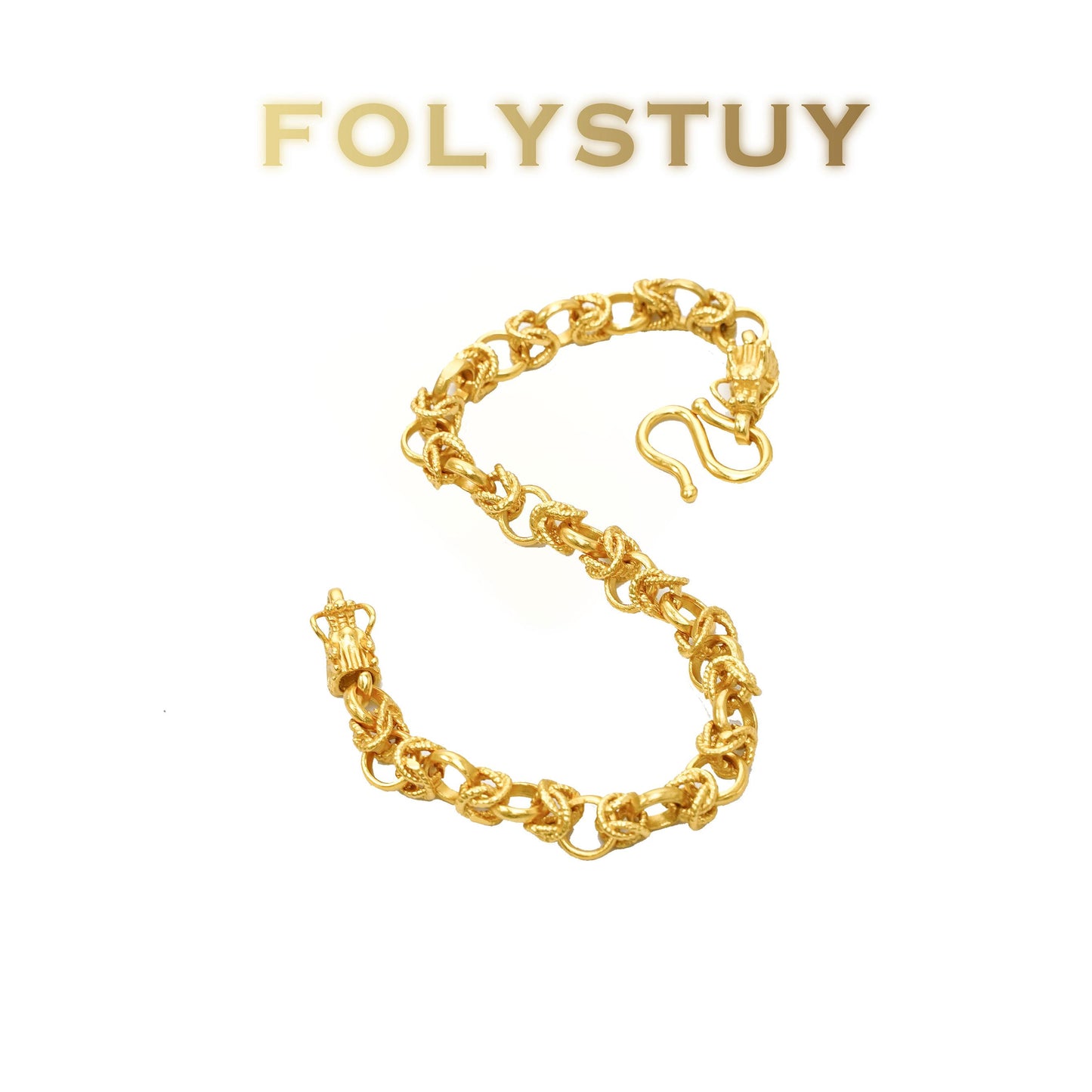 【FOLYSTUY(YNW15)】24k gold filled Dragon Bone Hand Chain