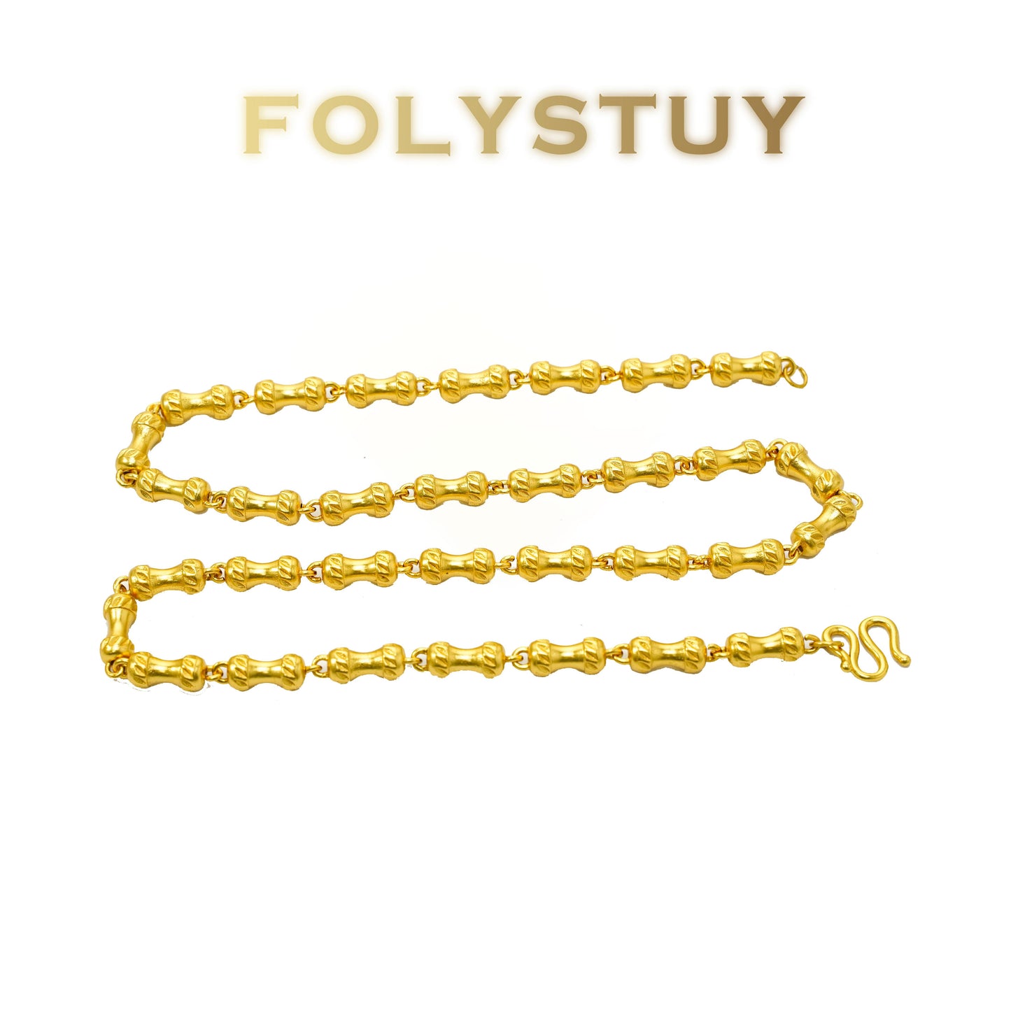 【FOLYSTUY(YNY08)】24k gold filled Bamboo Necklace Hip Hop Necklace