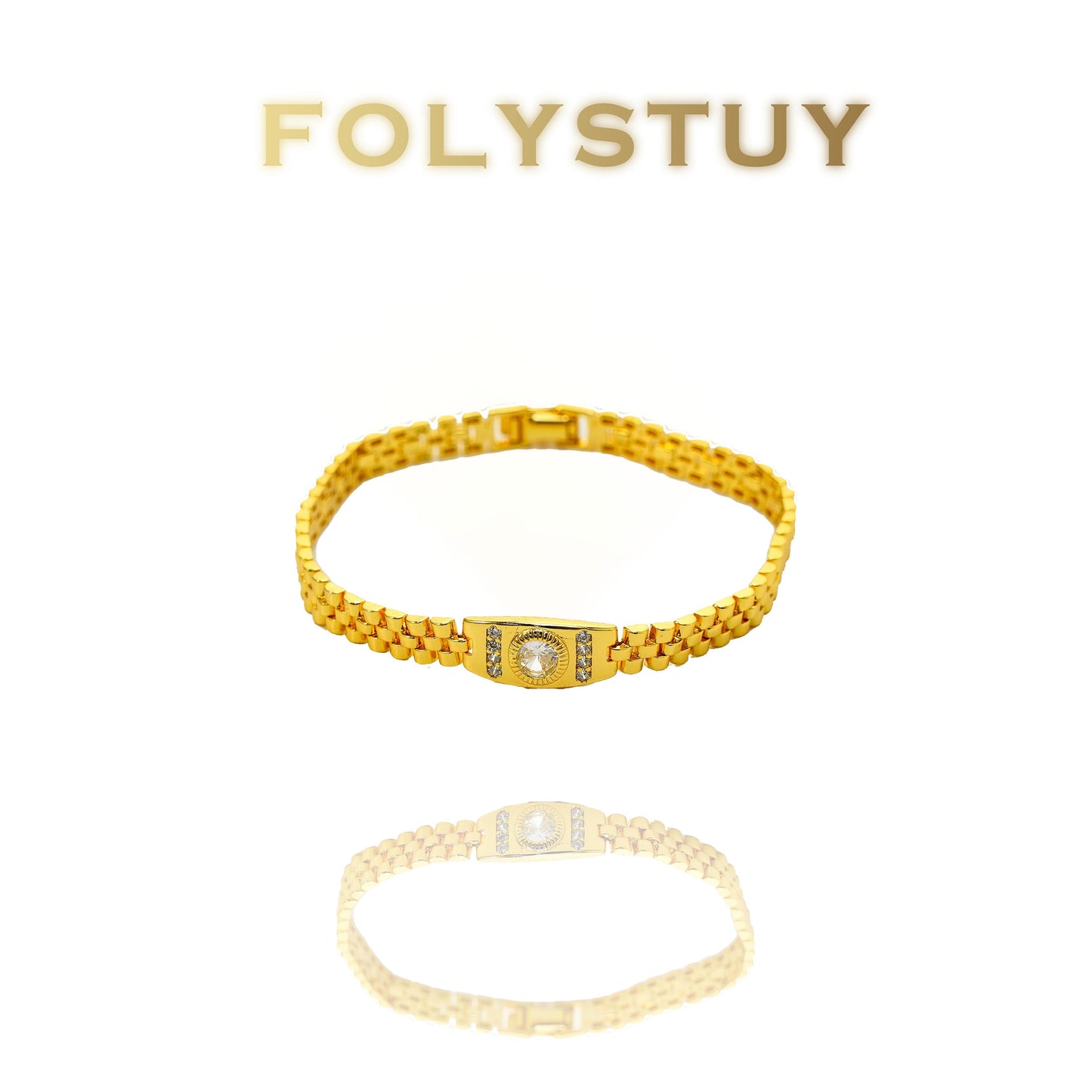 【FOLYSTUY (W159)】24k gold filled Watch Chain Bracelet