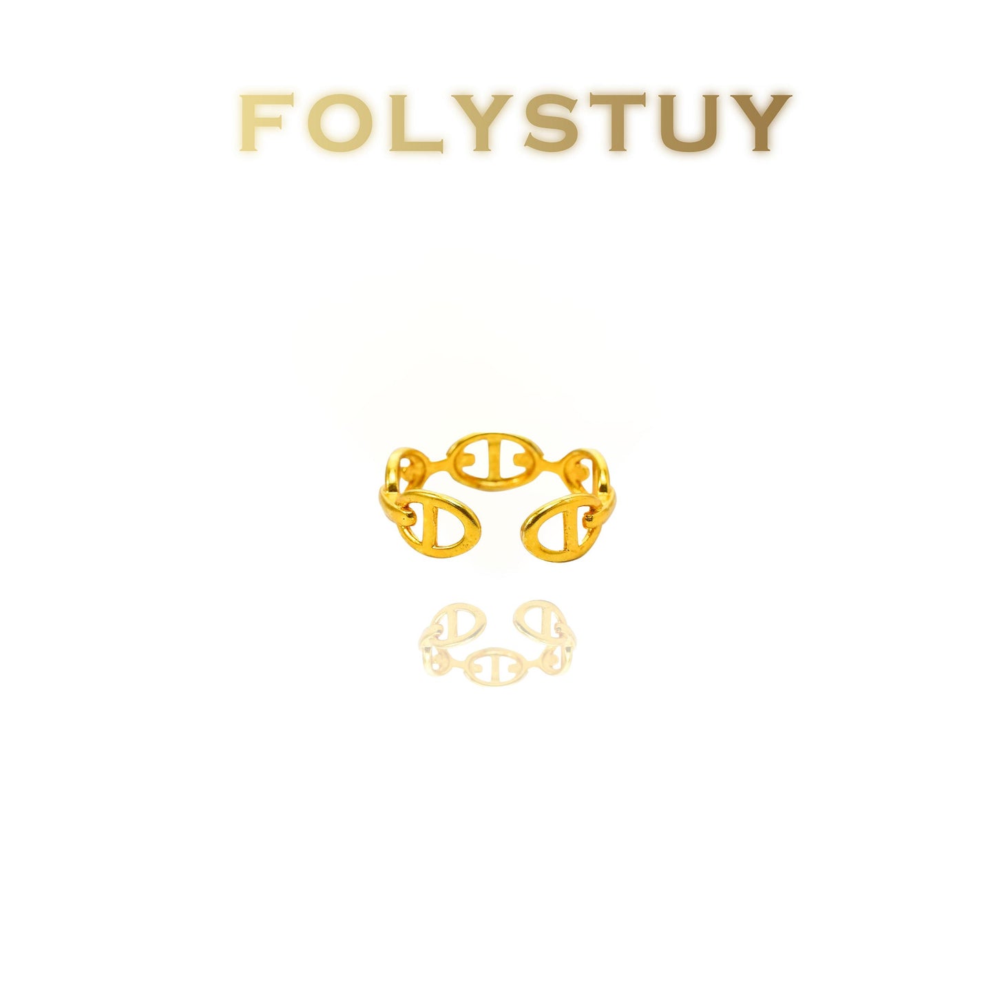 【FOLYSTUY(YNZ39)】24k gold filled Stylish Interlocking - Design Ring by FOLYSTUY