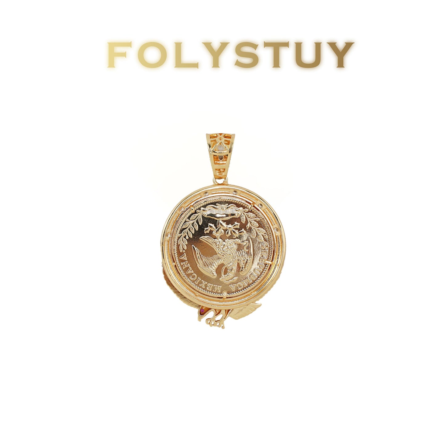 FOLYSTUY(K143) 24k gold filled Eagle's Hold Pendant