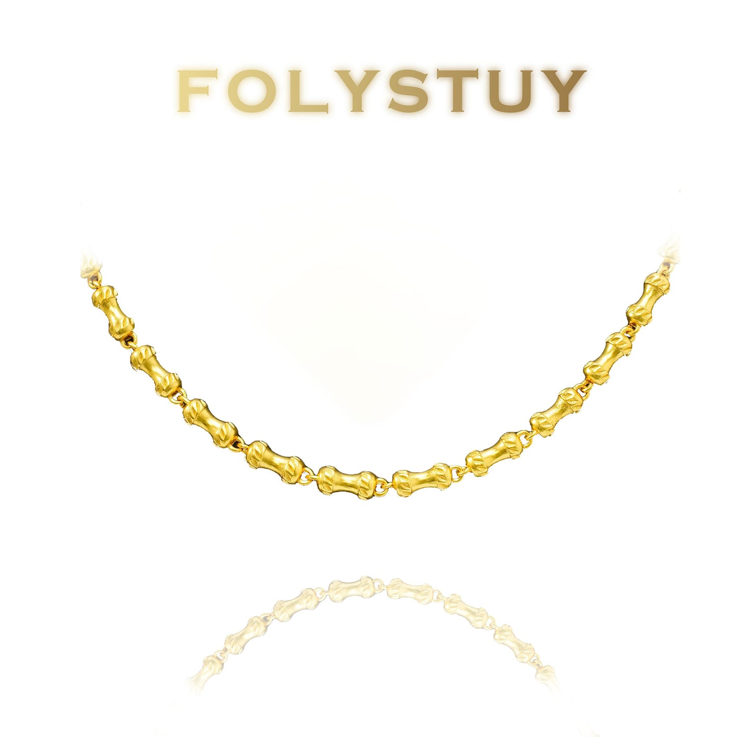【FOLYSTUY(YNY08)】24k gold filled Bamboo Necklace Hip Hop Necklace