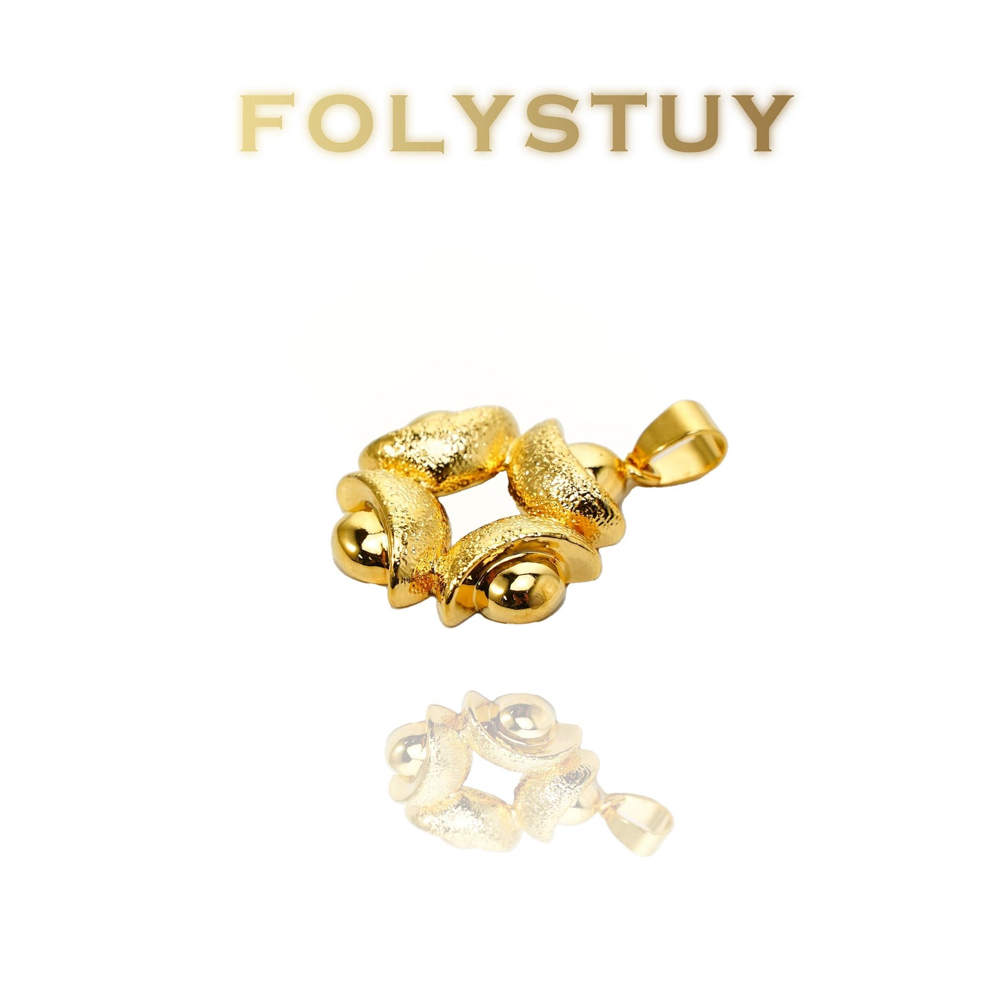 【FOLYSTUY (K138)】24k gold filled Yuanbao Flower Pendant