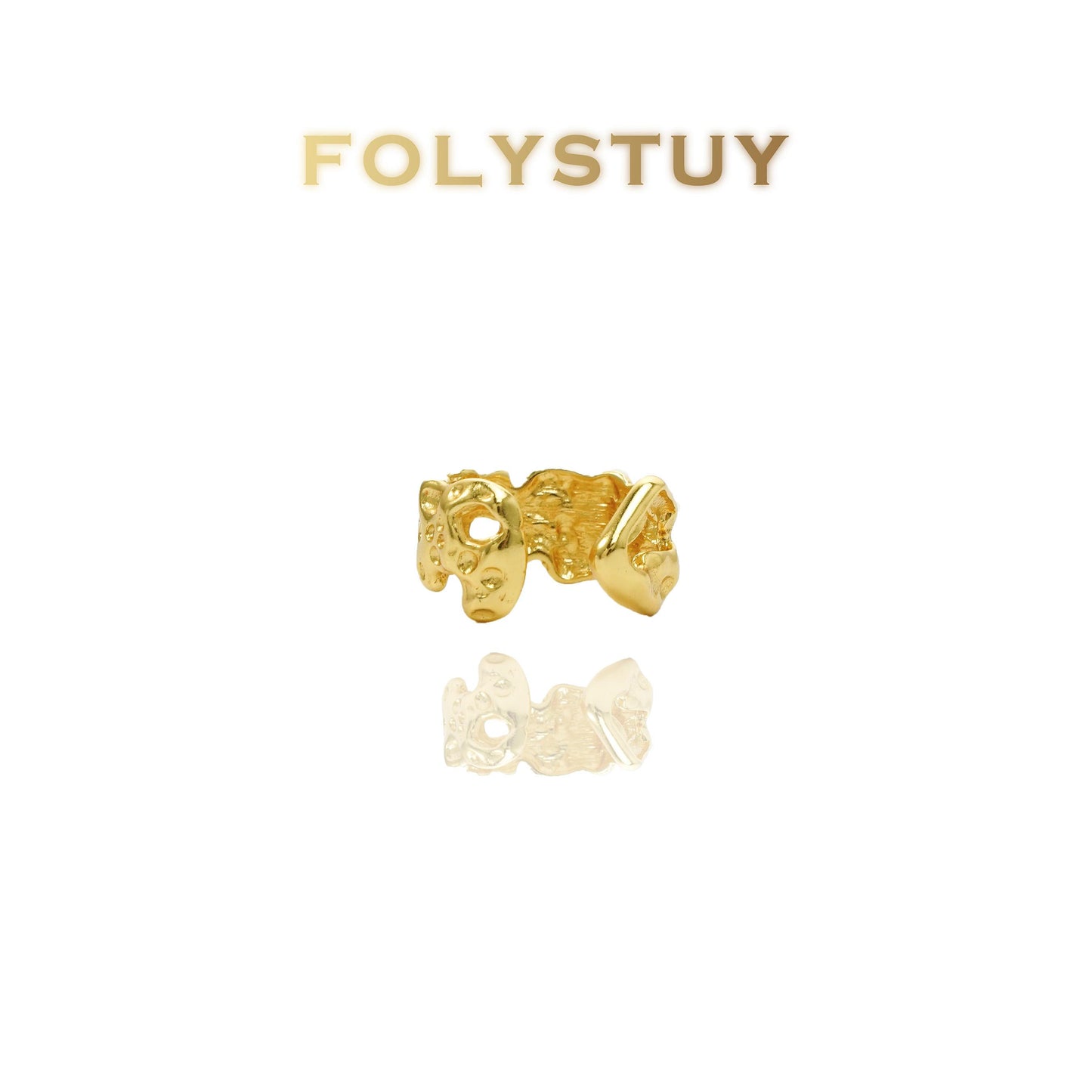 【FOLYSTUY(YNZ45)】24k gold filled Mesmerizing Liquid Cuban Rock Ring
