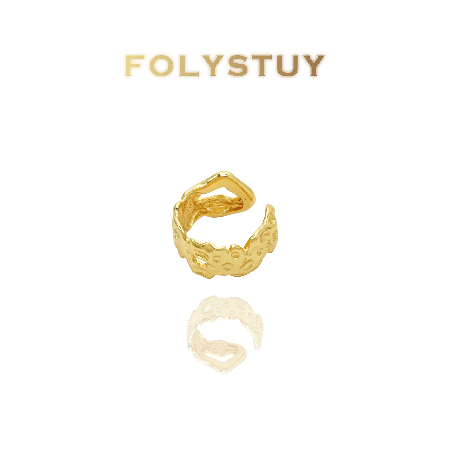 【FOLYSTUY(YNZ45)】24k gold filled Mesmerizing Liquid Cuban Rock Ring