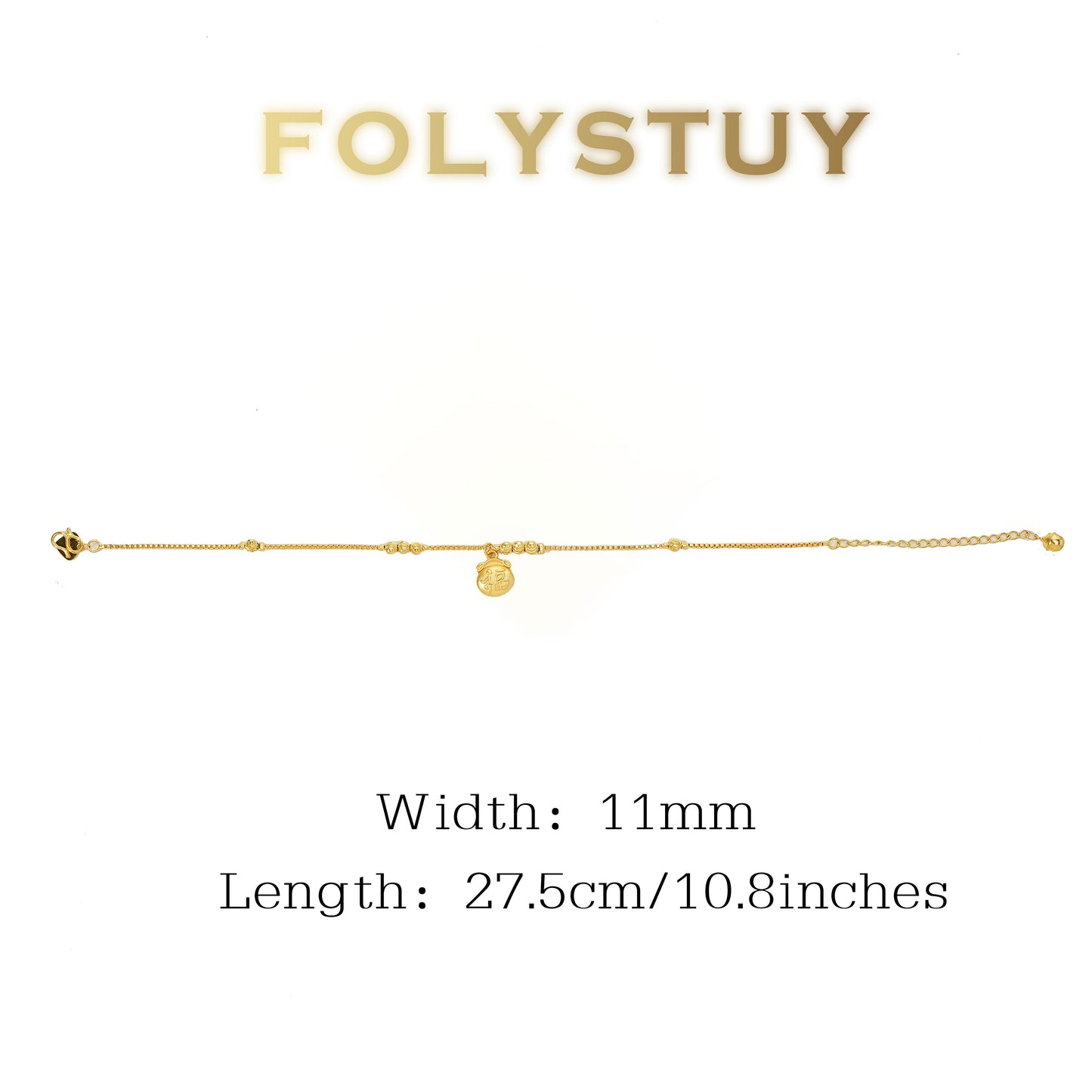 【FOLYSTUY(W47)】24k gold filled Lucky Fortune Bag Anklet