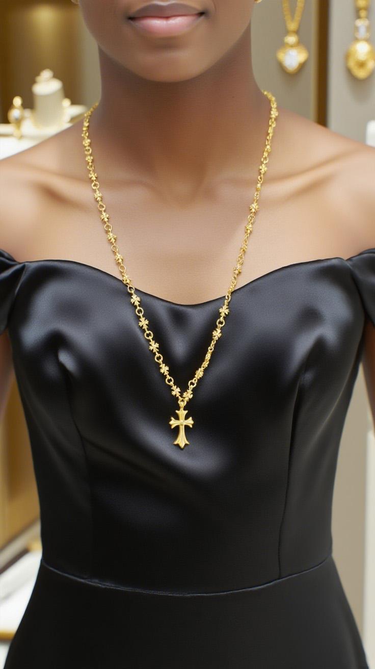 FOLYSTUY (YNY05) 24k gold filled Divine Elegance Holy Cross Necklace