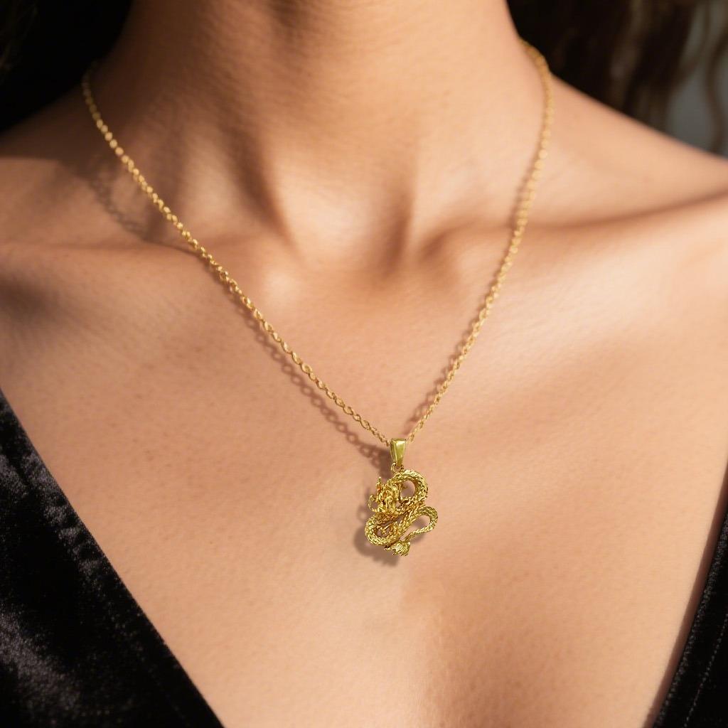 【FOLYSTUY (YNK01)】24k gold filled Dragon Pendant with chain-Buy 1 get 4 gift