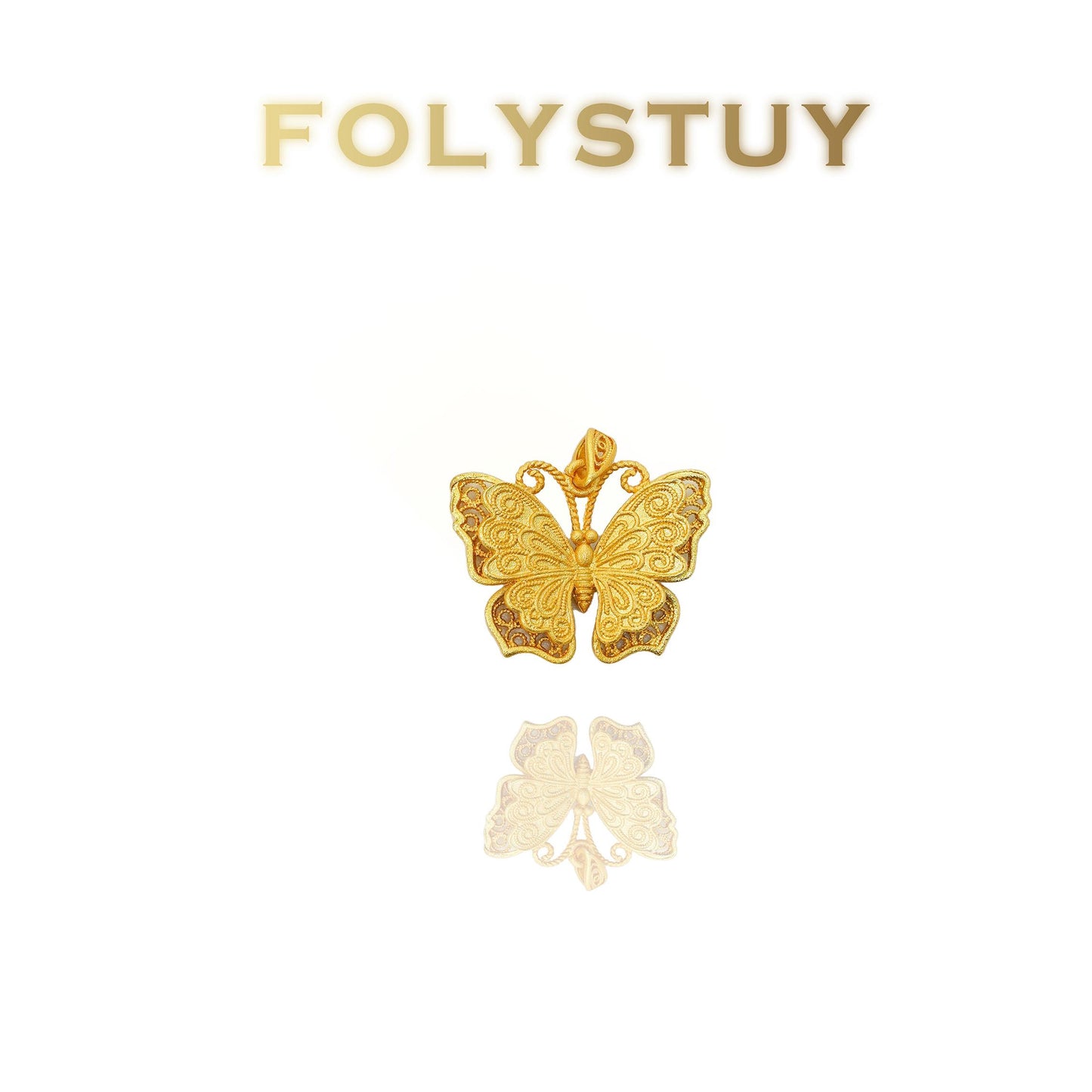 【FOLYSTUY(K140)】24k gold filled Gorgeous Butterfly Hollow-Out Pendant