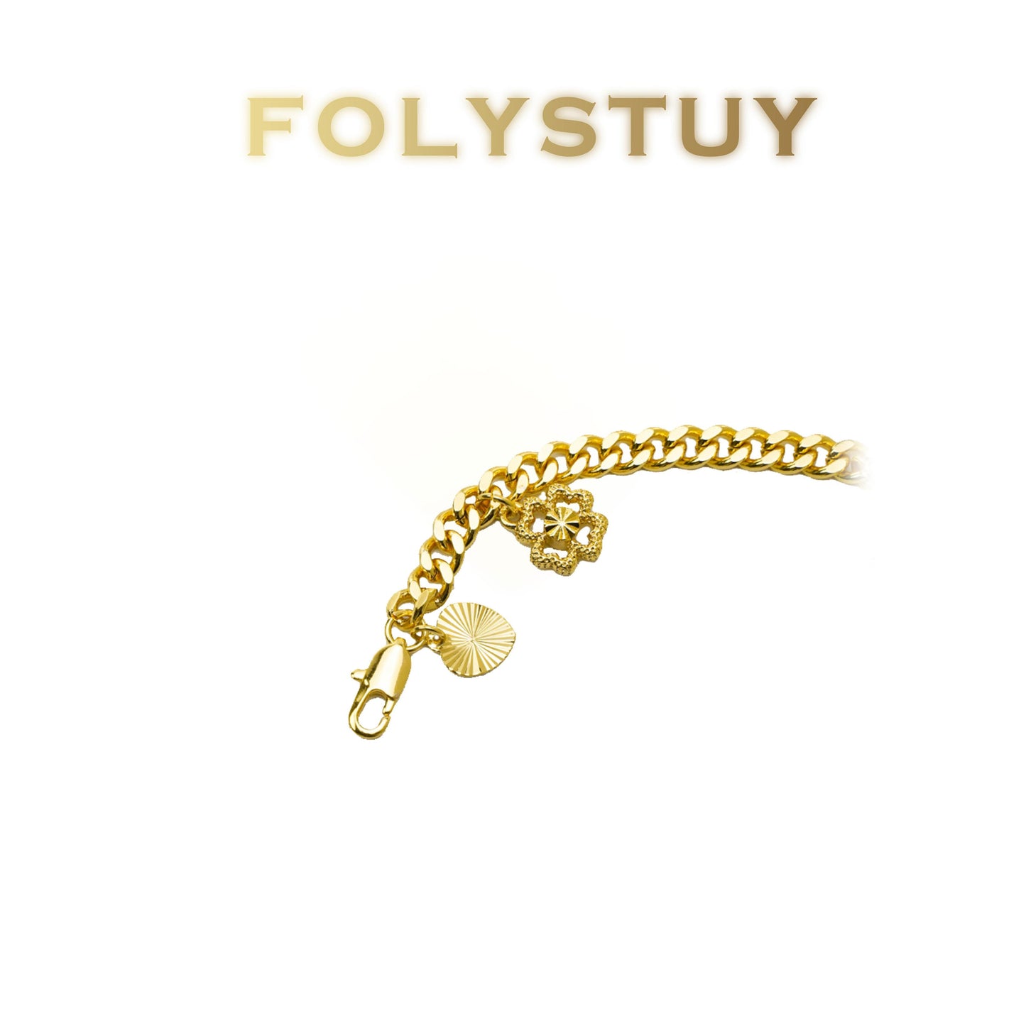 【FOLYSTUY (W163)】24k gold filled Cuban four-leaf clover bracelet