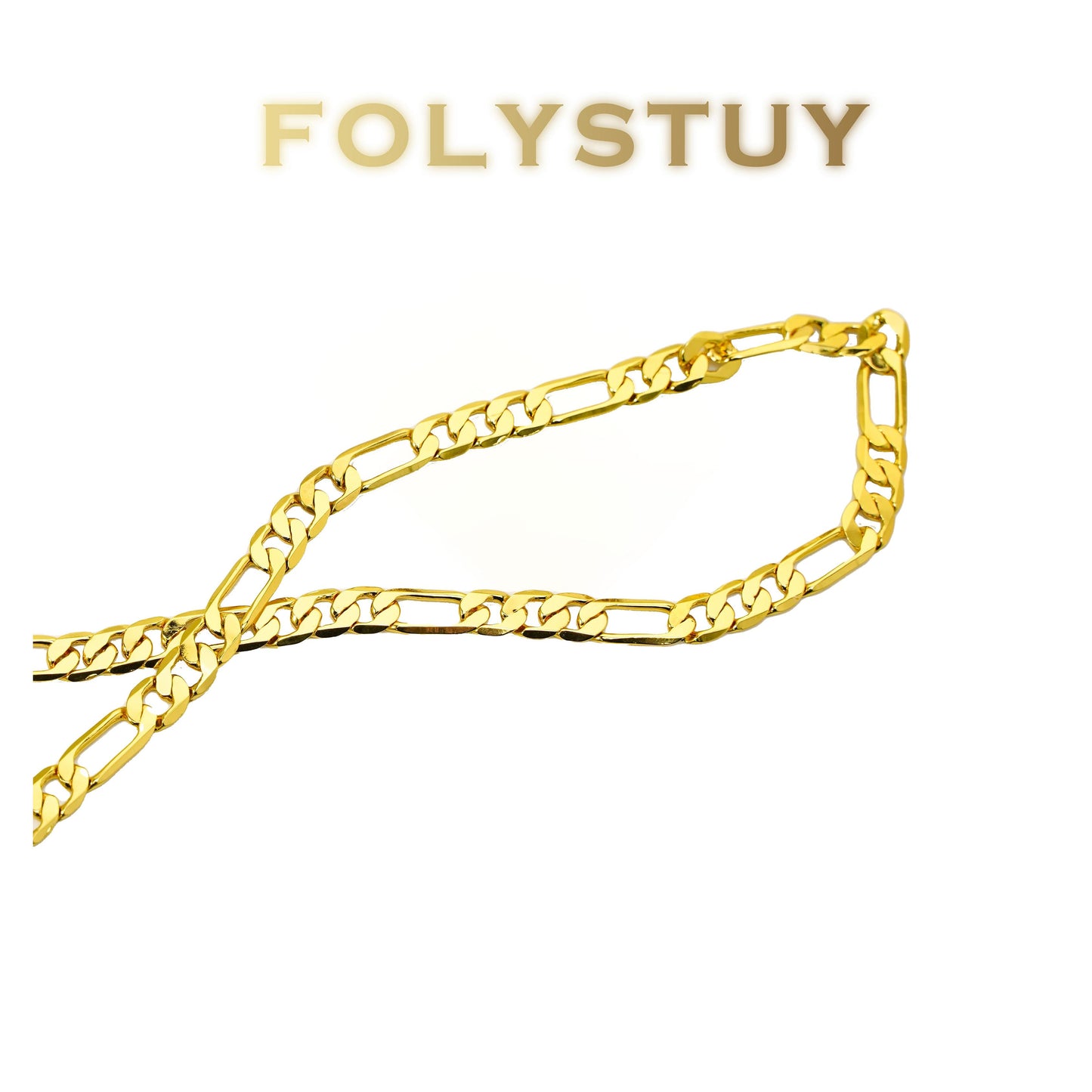 【FOLYSTUY (Y128)】24k gold filled Figaro Necklace