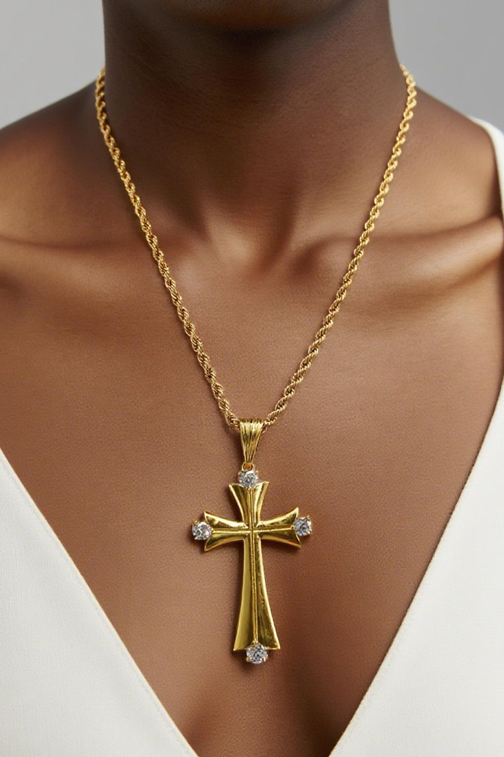 FOLYSTUY(YNK09) 24k gold filled Cross Pendant