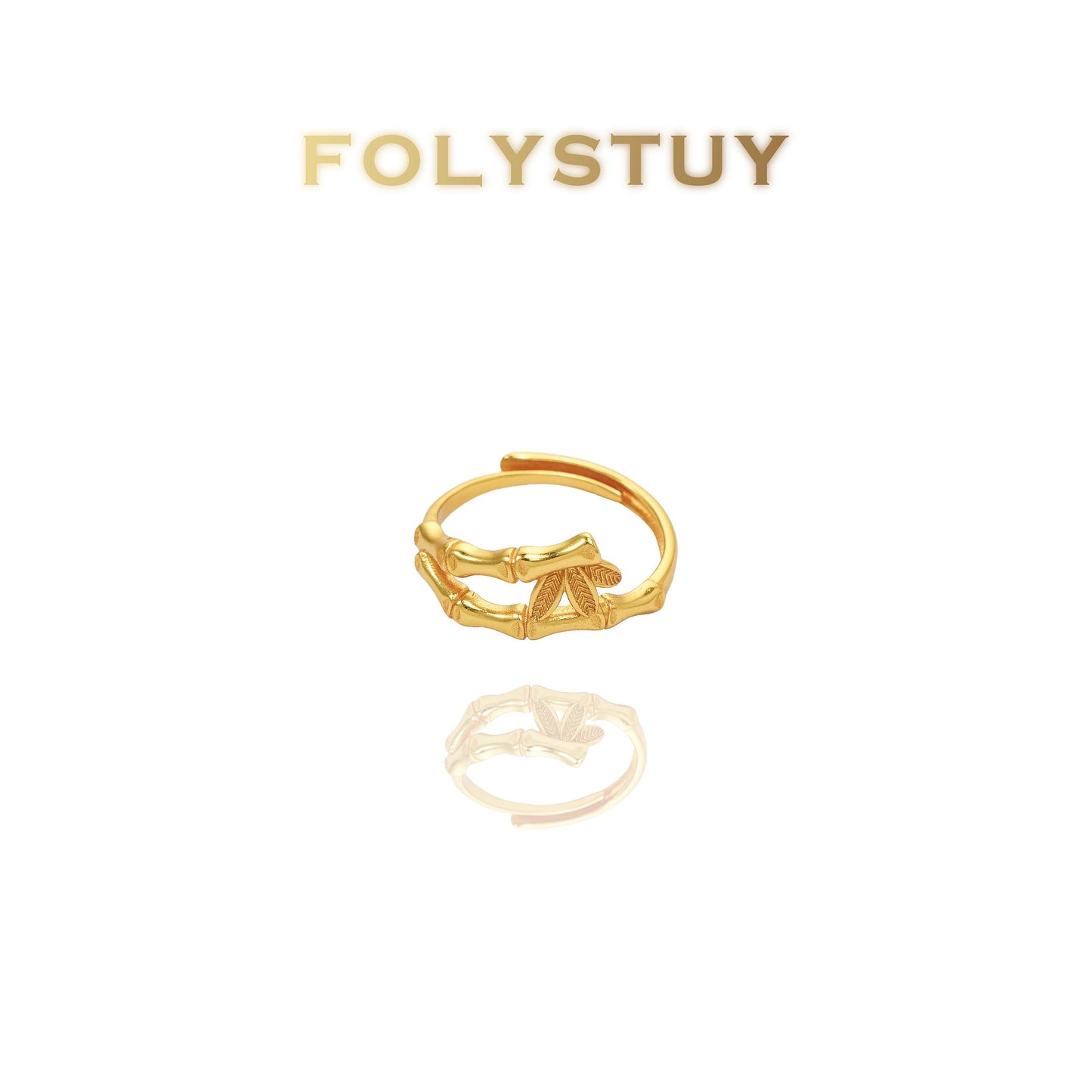 【FOLYSTUY(YNZ56)】24k gold filled Elegant Bamboo - Inspired Ring
