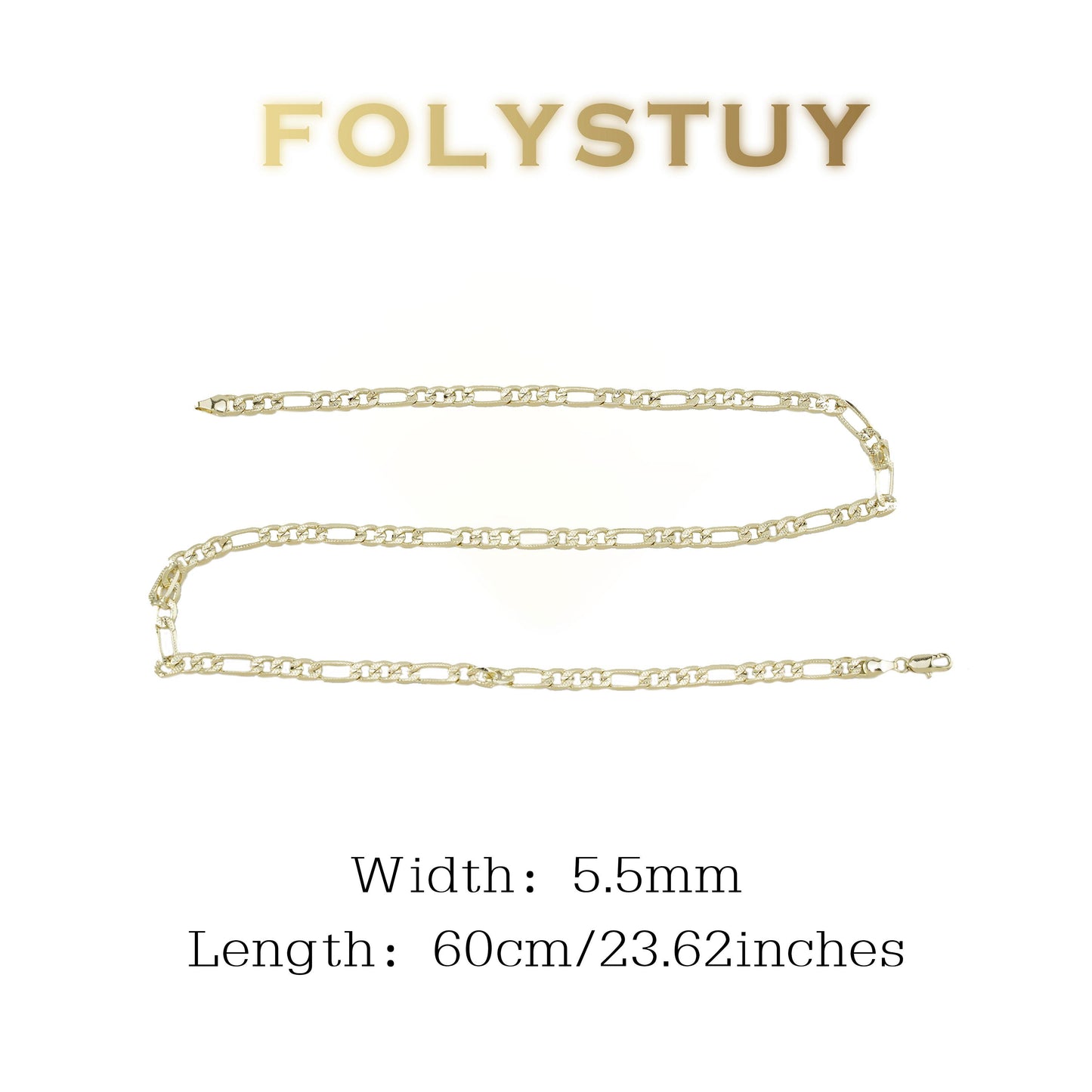 【FOLYSTUY (Y151)】24k gold filled A unisex Asian Figaro necklace