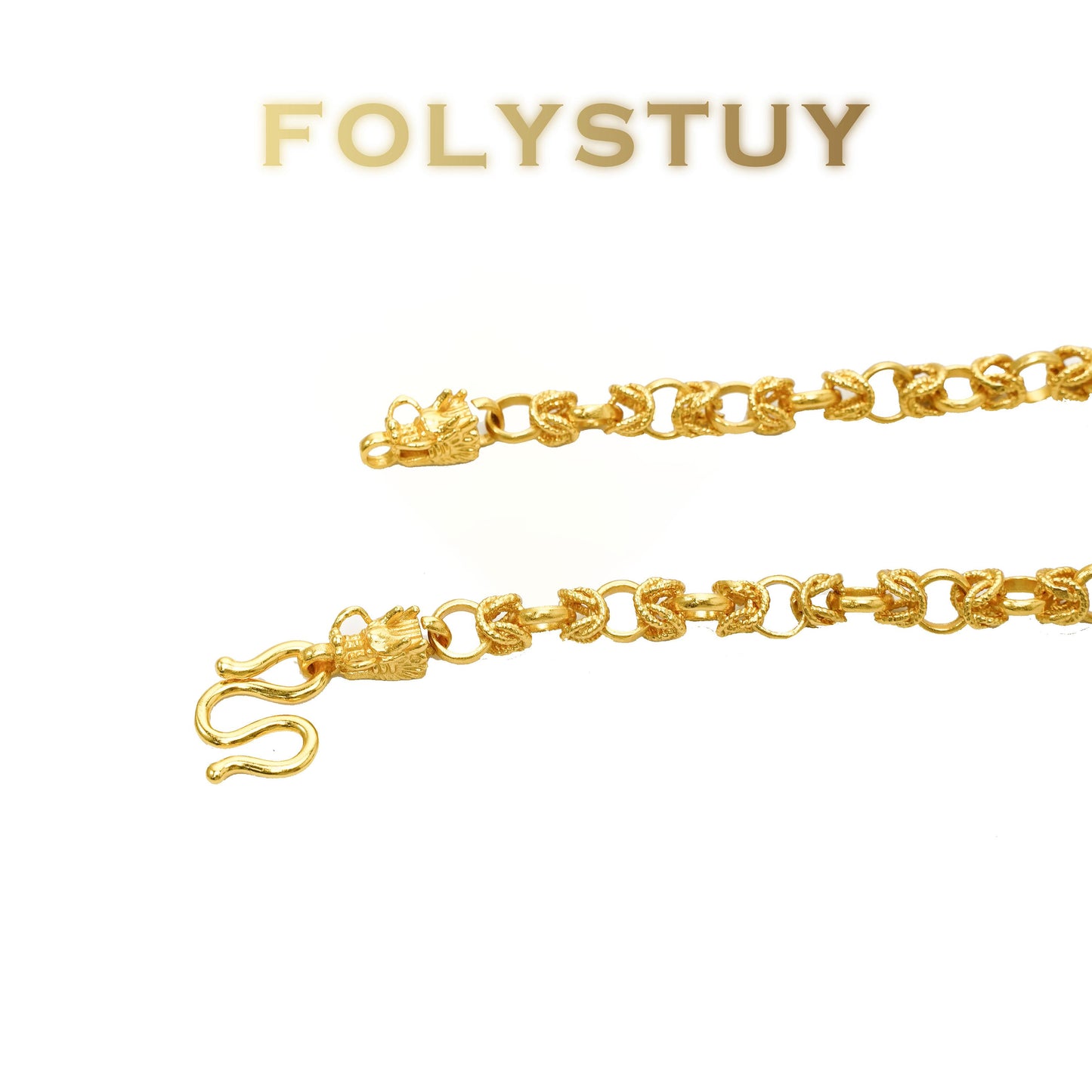【FOLYSTUY(YNY07)】24k gold filled 7mm-Wide, 23.6-Inch-Long Dragon Bone Necklace