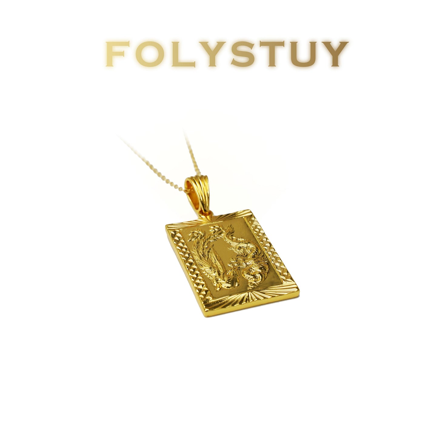 FOLYSTUY(K142) 24k gold filled Dragon and phoenix pendant