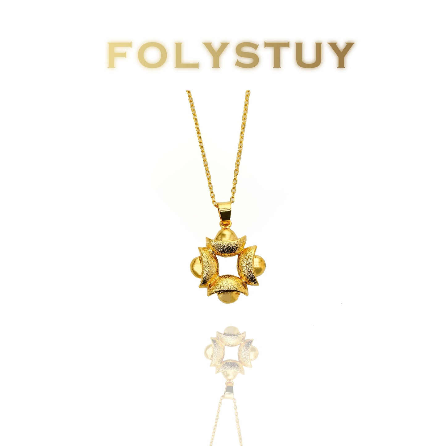 【FOLYSTUY (K138)】24k gold filled Yuanbao Flower Pendant