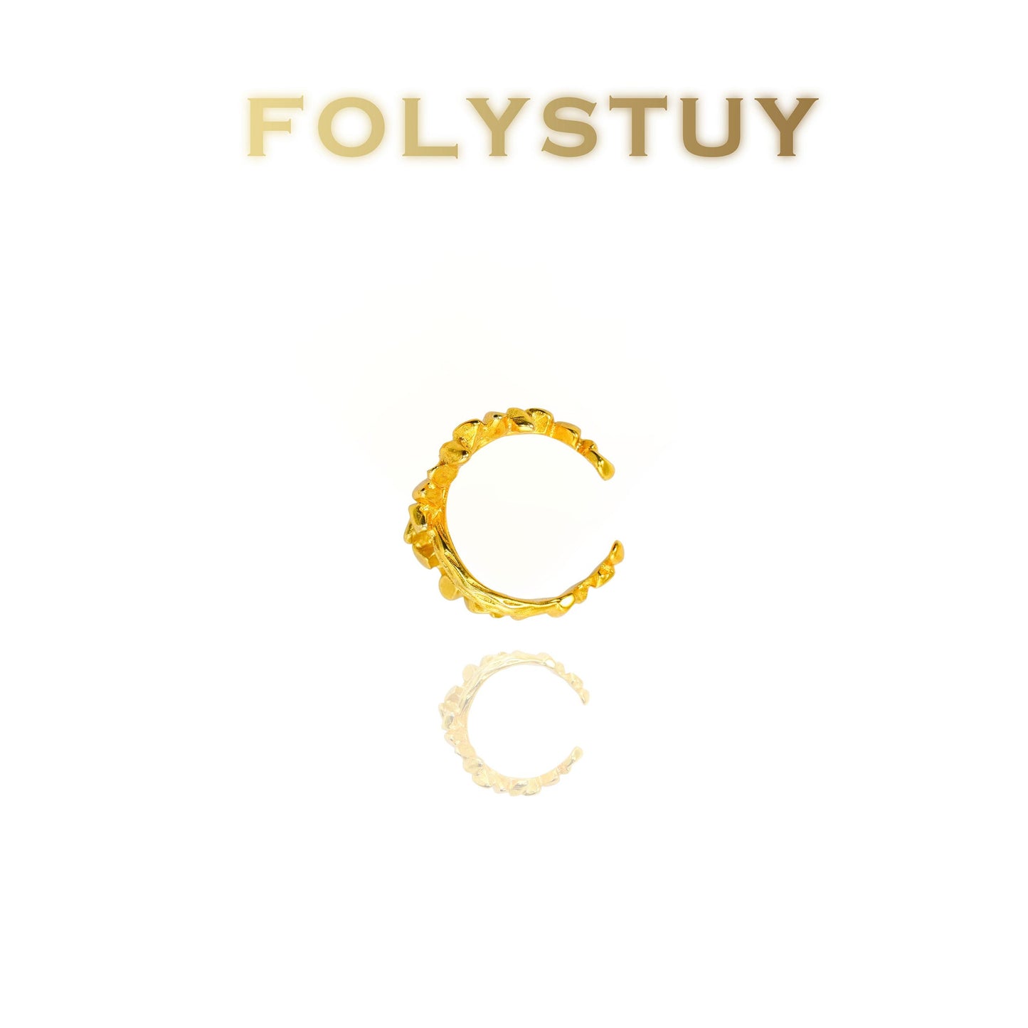 【FOLYSTUY(YNZ43)】24k gold filled Fashion Forward Chunky Link Open Ring