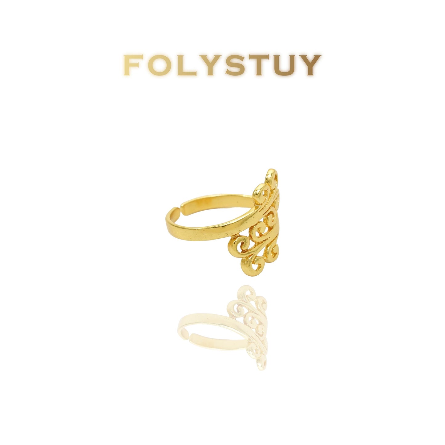 【FOLYSTUY(YNZ44)】24k gold filled Romantic Flower Ring