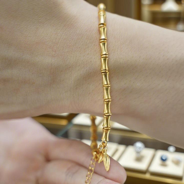 【FOLYSTUY(W40)】24k gold filled Elegant Bamboo Joint Hand Chain