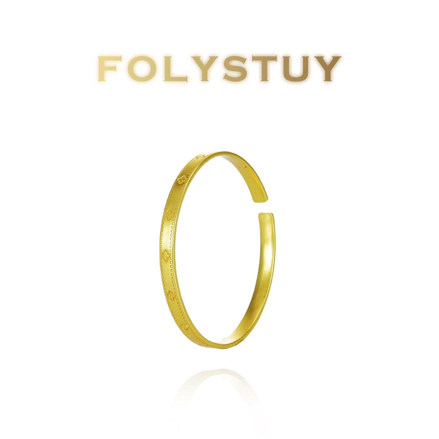 【FOLYSTUY (YNT06)】24k gold filled 4-Clover Bangle