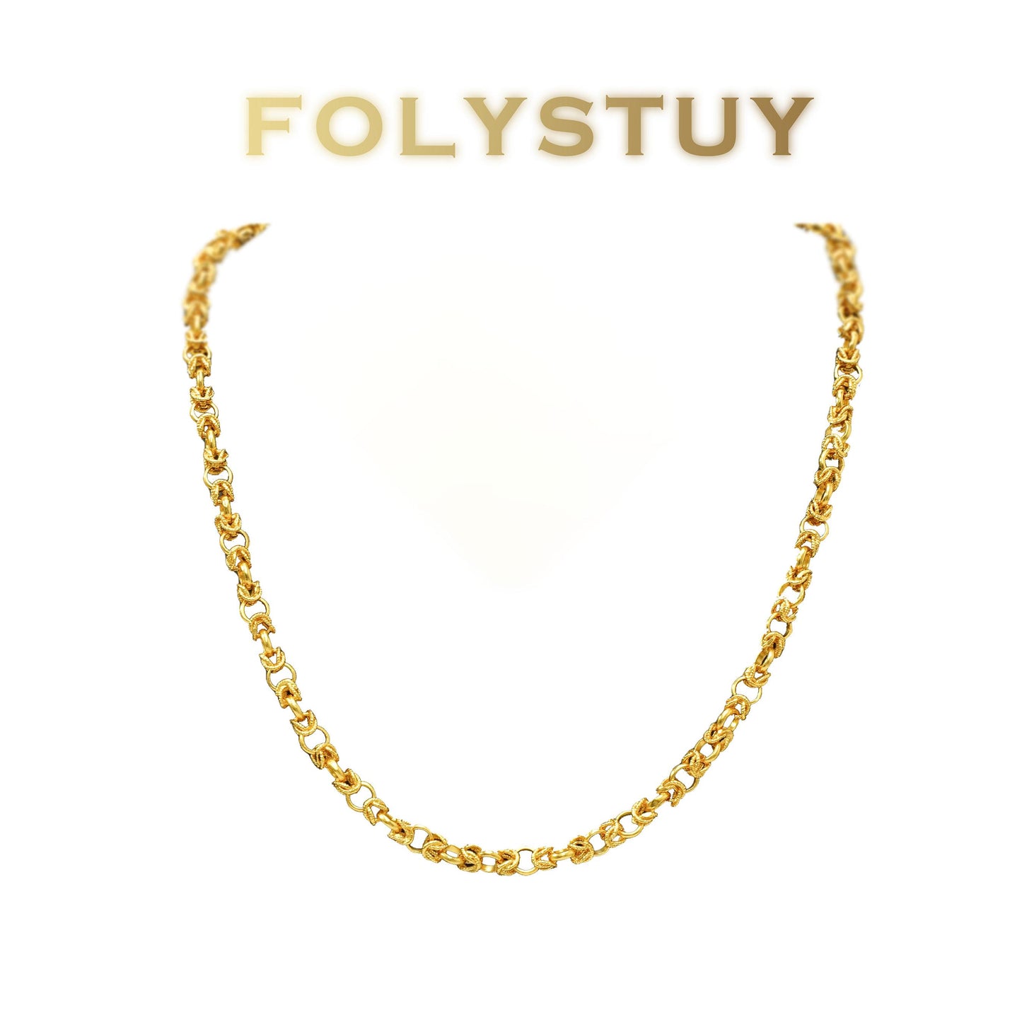 【FOLYSTUY(YNY07)】24k gold filled 7mm-Wide, 23.6-Inch-Long Dragon Bone Necklace