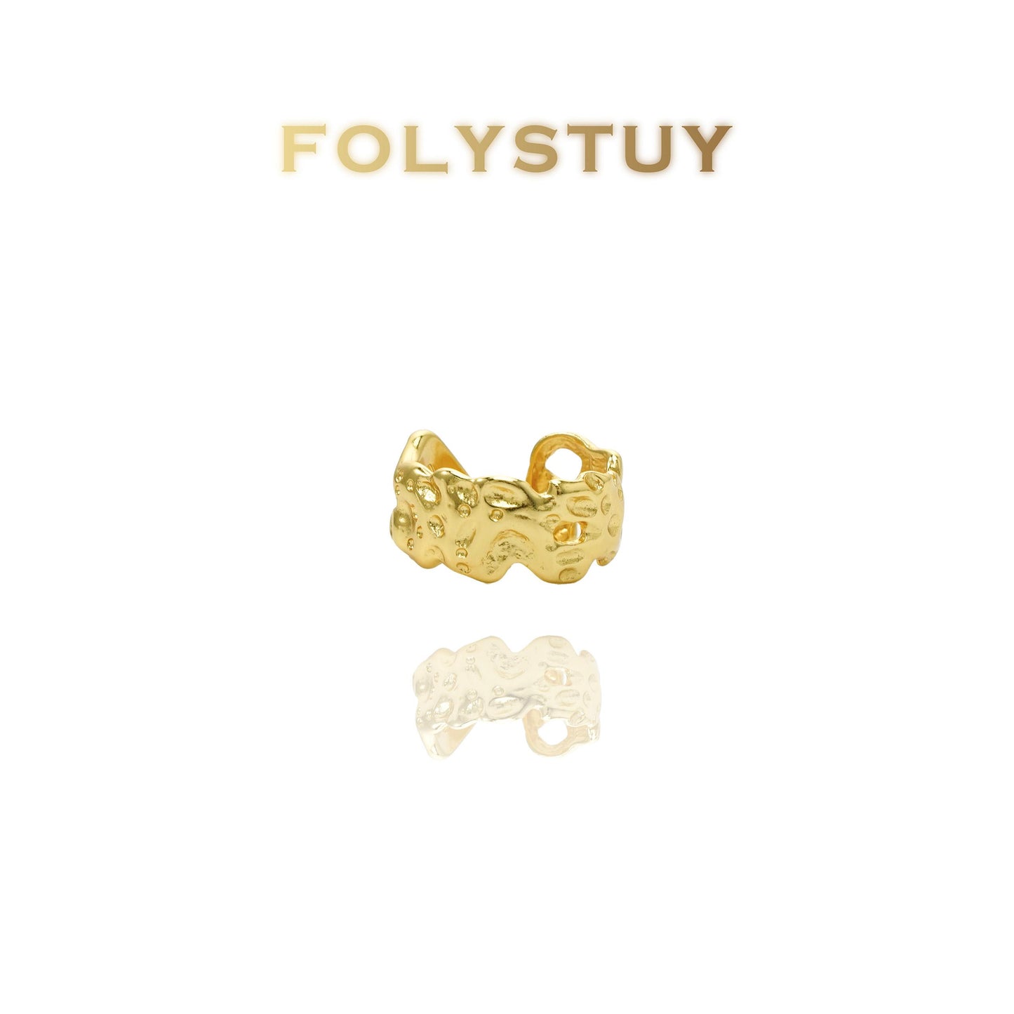 【FOLYSTUY(YNZ45)】24k gold filled Mesmerizing Liquid Cuban Rock Ring