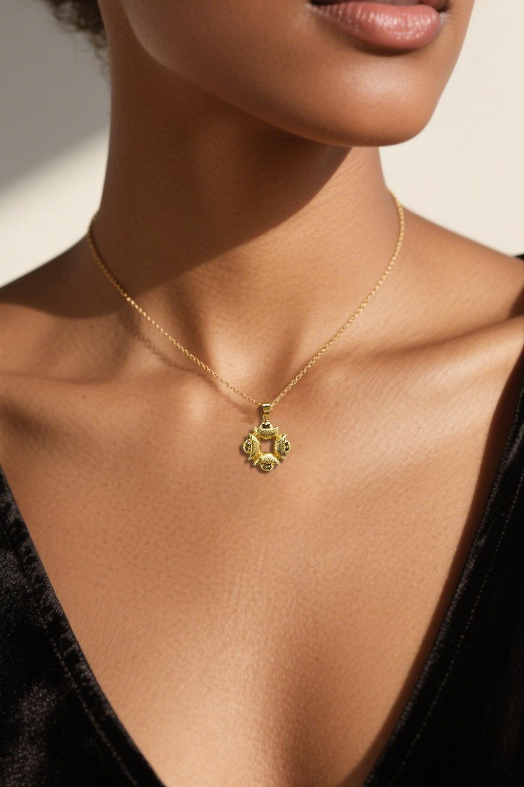 【FOLYSTUY (K138)】24k gold filled Yuanbao Flower Pendant