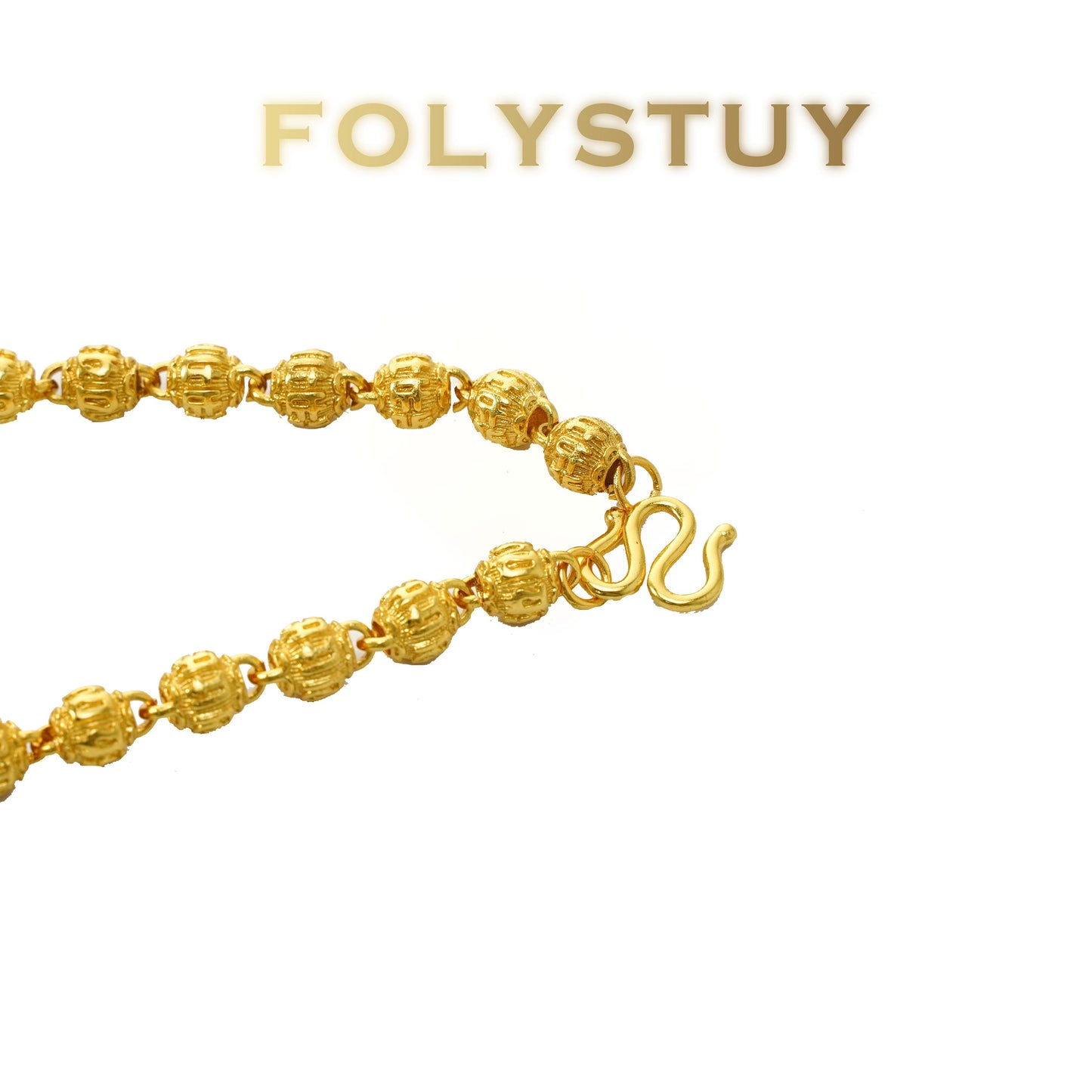 【FOLYSTUY(YNY09)】24k gold filled Bead Necklace Hip Hop Necklace