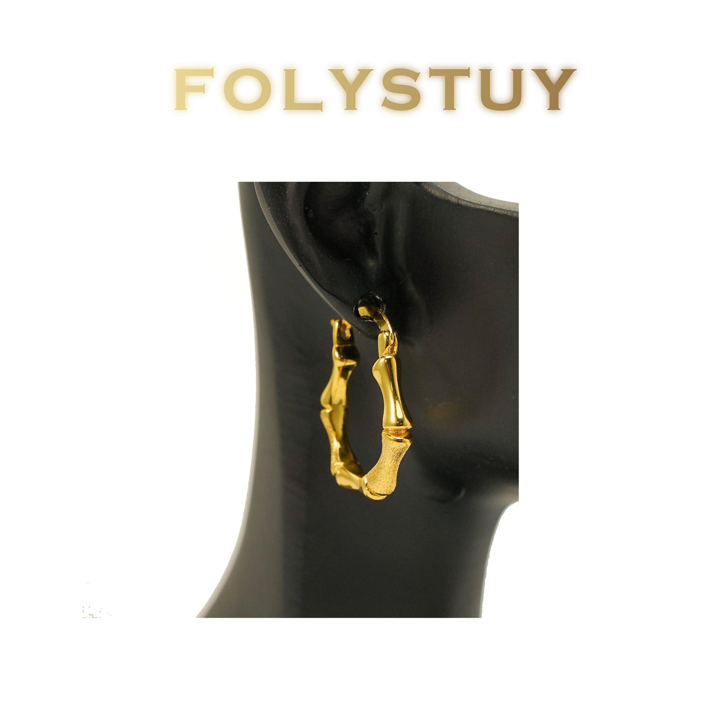 【FOLYSTUY(C45)】24k gold filled Graceful Bamboo Joint Earrings