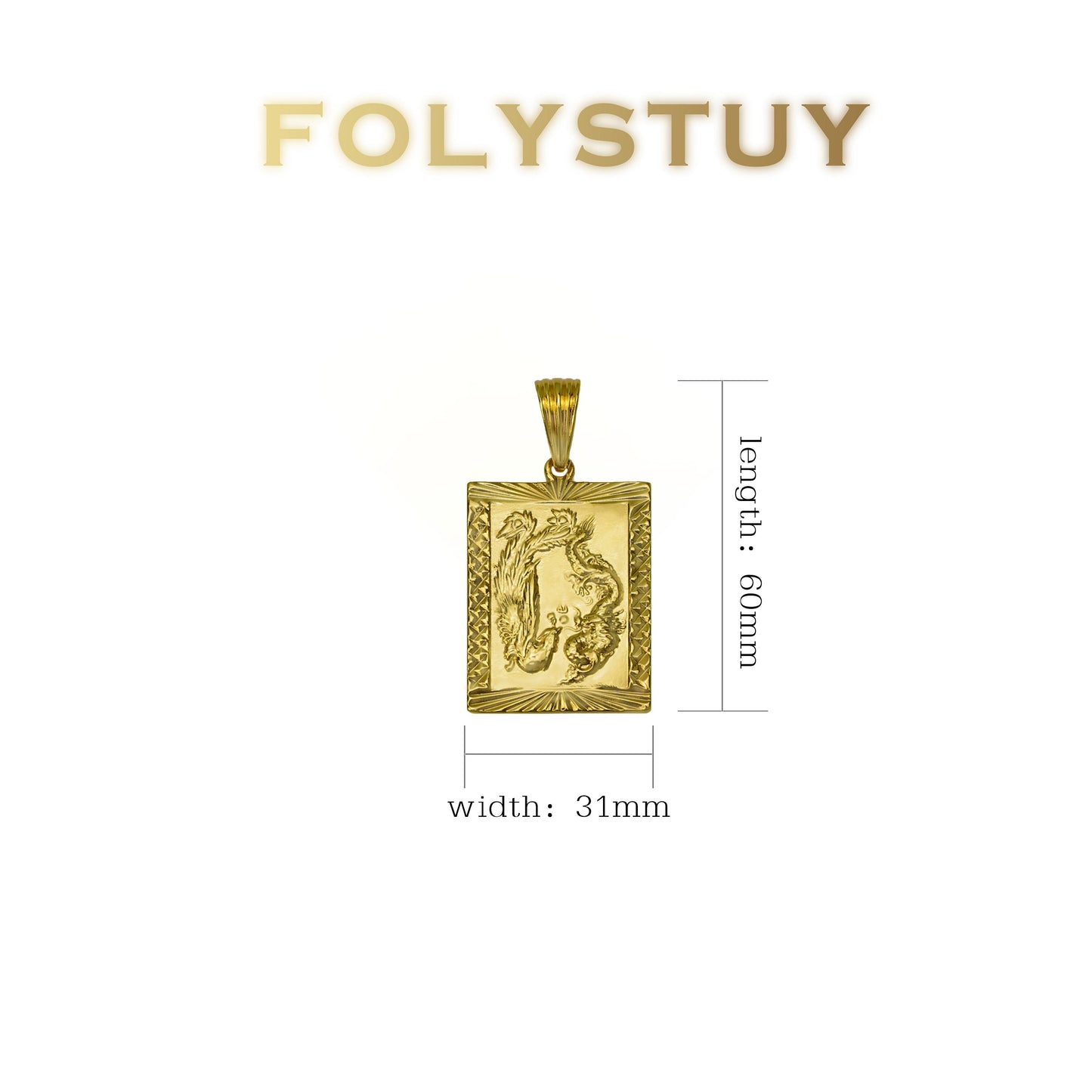 FOLYSTUY(K142) 24k gold filled Dragon and phoenix pendant