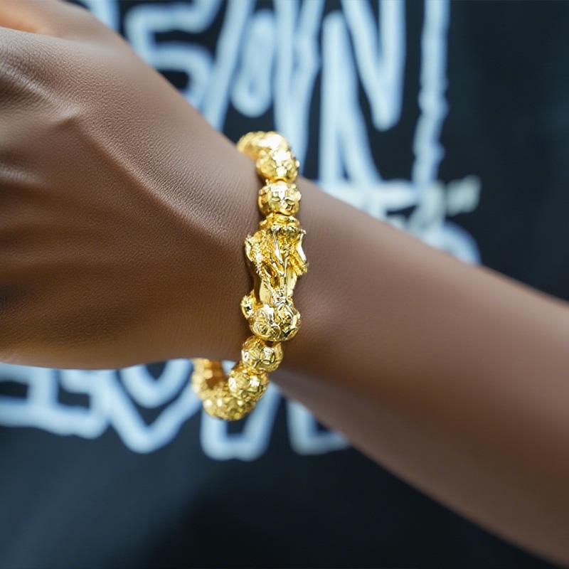 【FOLYSTUY(W178)】24k gold filled PiXiu coin bead bracelet