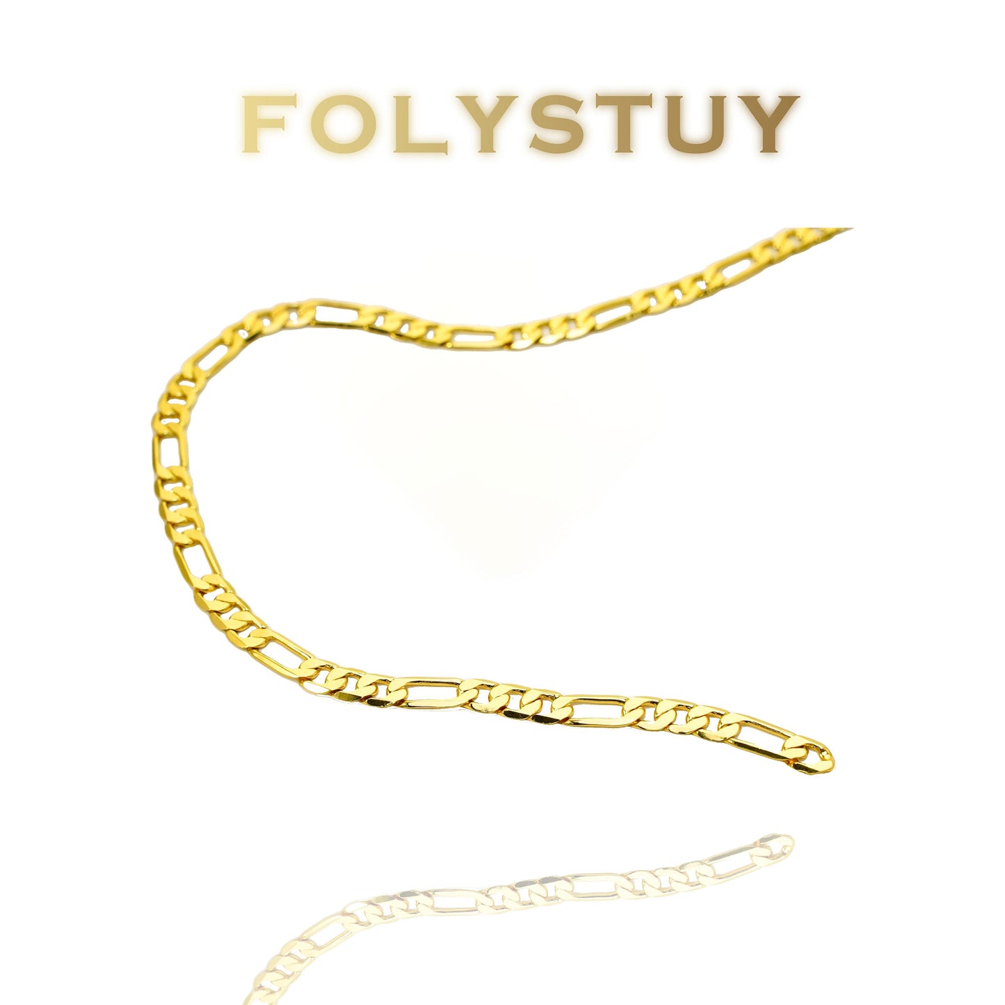 【FOLYSTUY (Y128)】24k gold filled Figaro Necklace