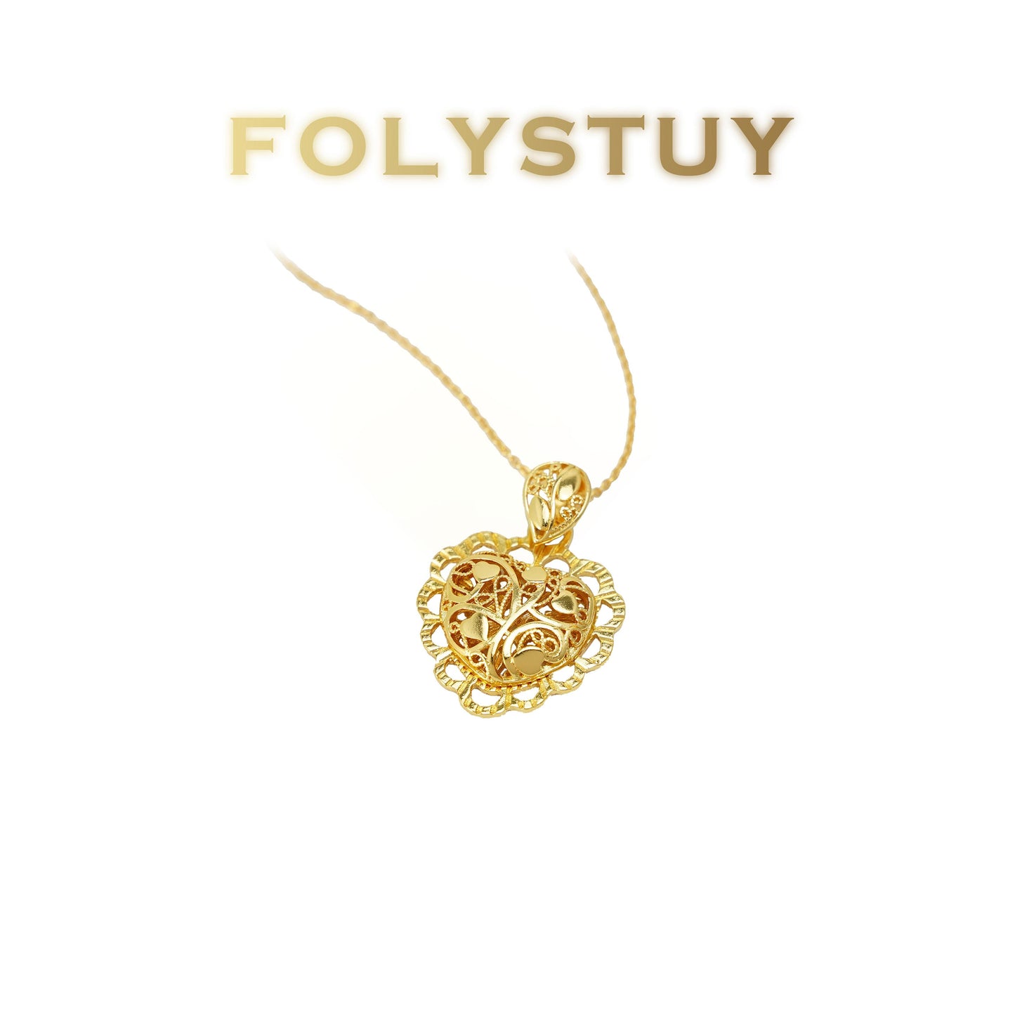 FOLYSTUY(K146) 24k gold filled Love bud pendant