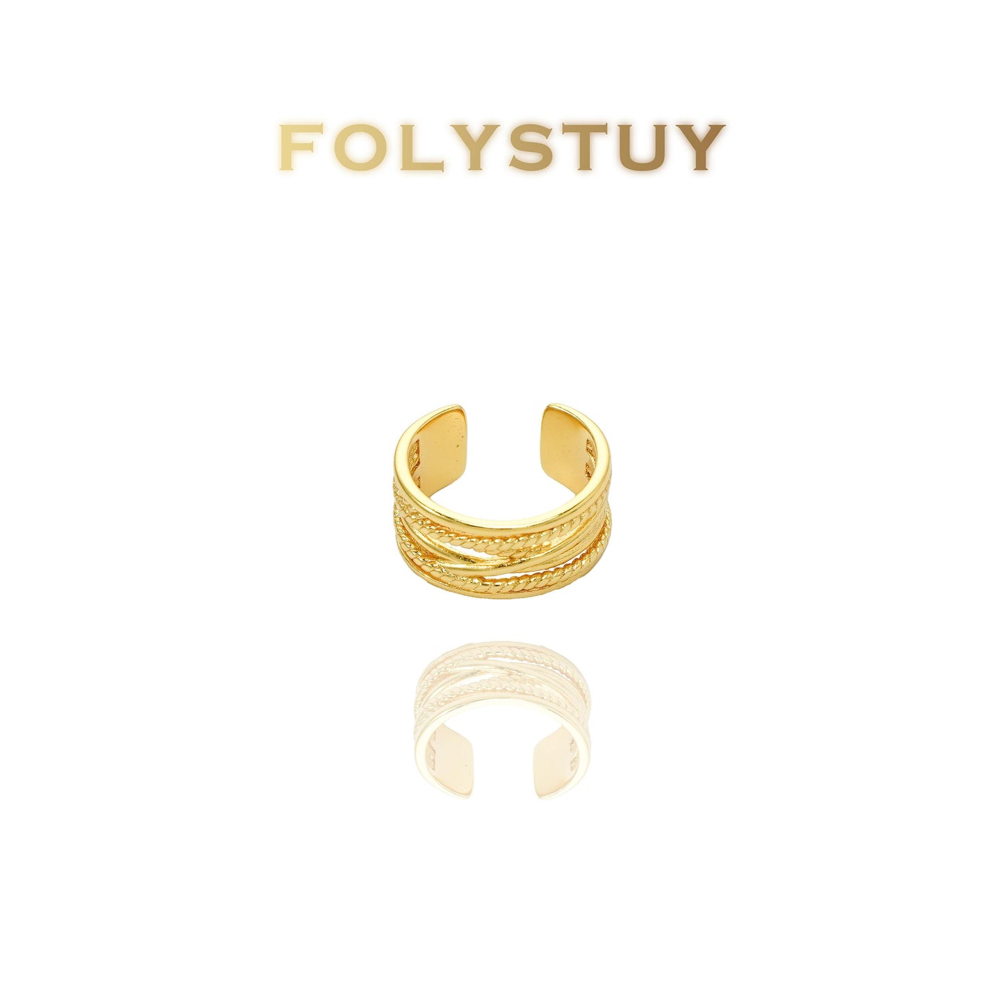 【FOLYSTUY(YNZ47)】24k gold filled Retro-Style Braided Ring