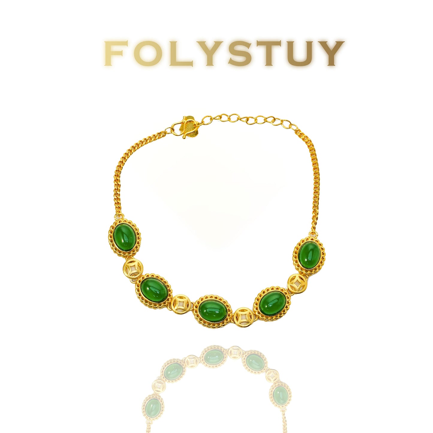 【FOLYSTUY(W160)】24k gold filled Jade Bracelet