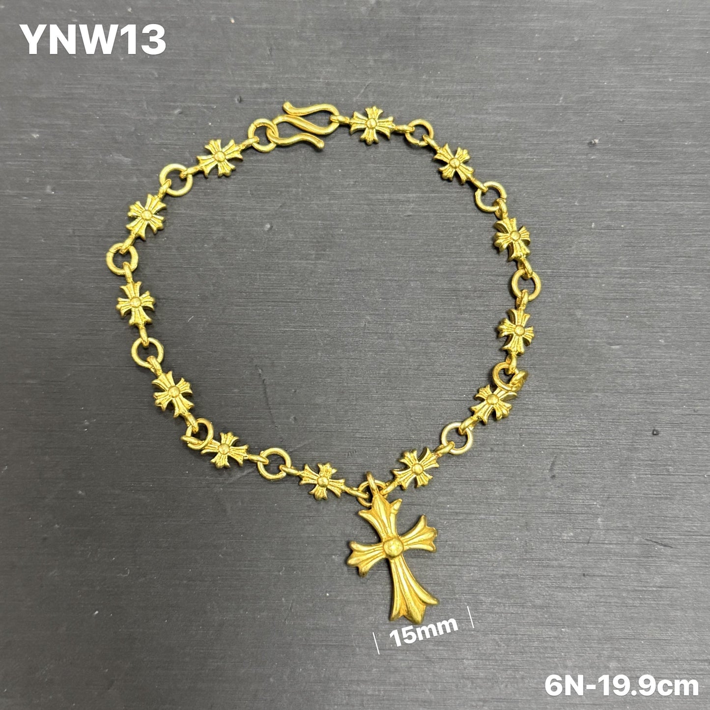 【FOLYSTUY (YNW13)】24k gold filled Cross Bracelet Fashion Unisex Bracelet
