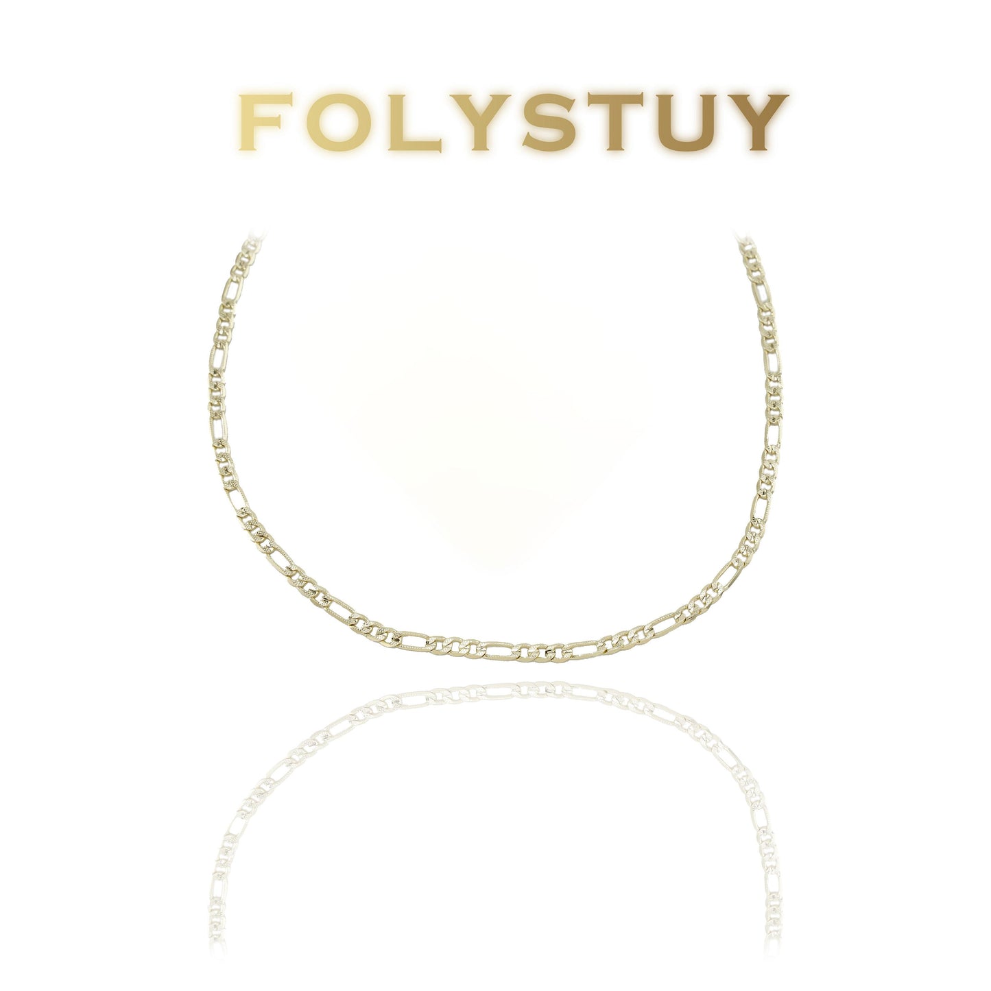 【FOLYSTUY (Y151)】24k gold filled A unisex Asian Figaro necklace