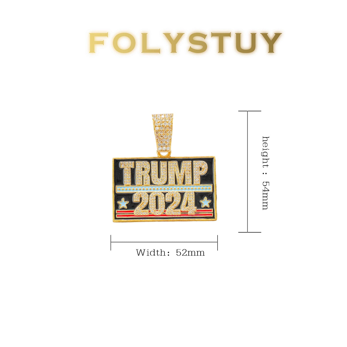 【FOLYSTUY (YNK02)】24k gold filled Trump Pendant