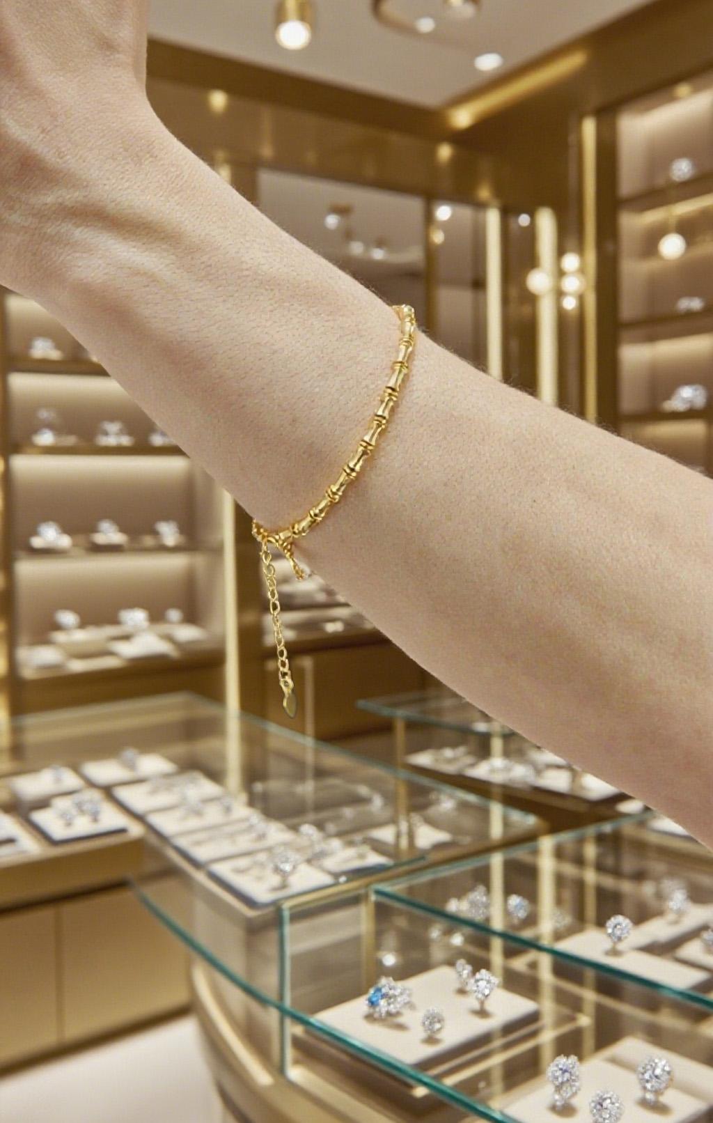 【FOLYSTUY(W40)】24k gold filled Elegant Bamboo Joint Hand Chain