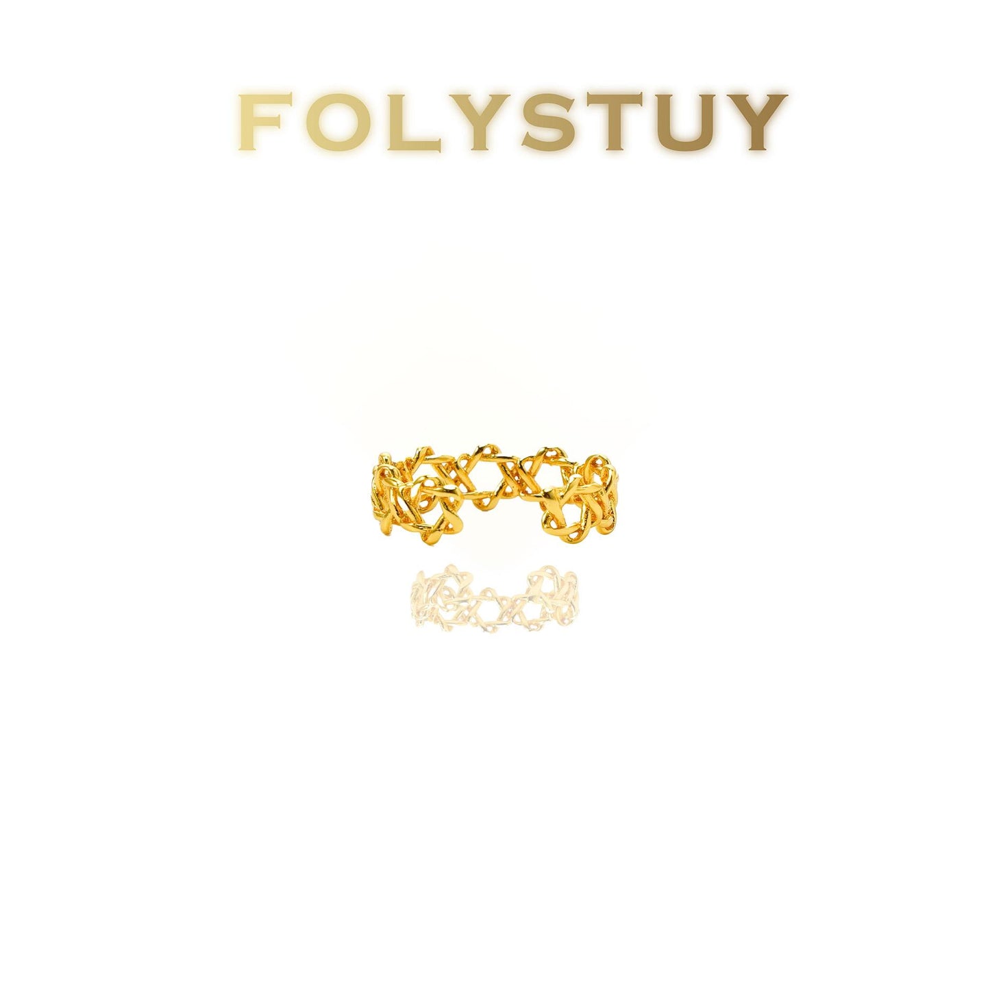 【FOLYSTUY(YNZ40)】24k gold filled Gorgeous Hexagram Star Ring