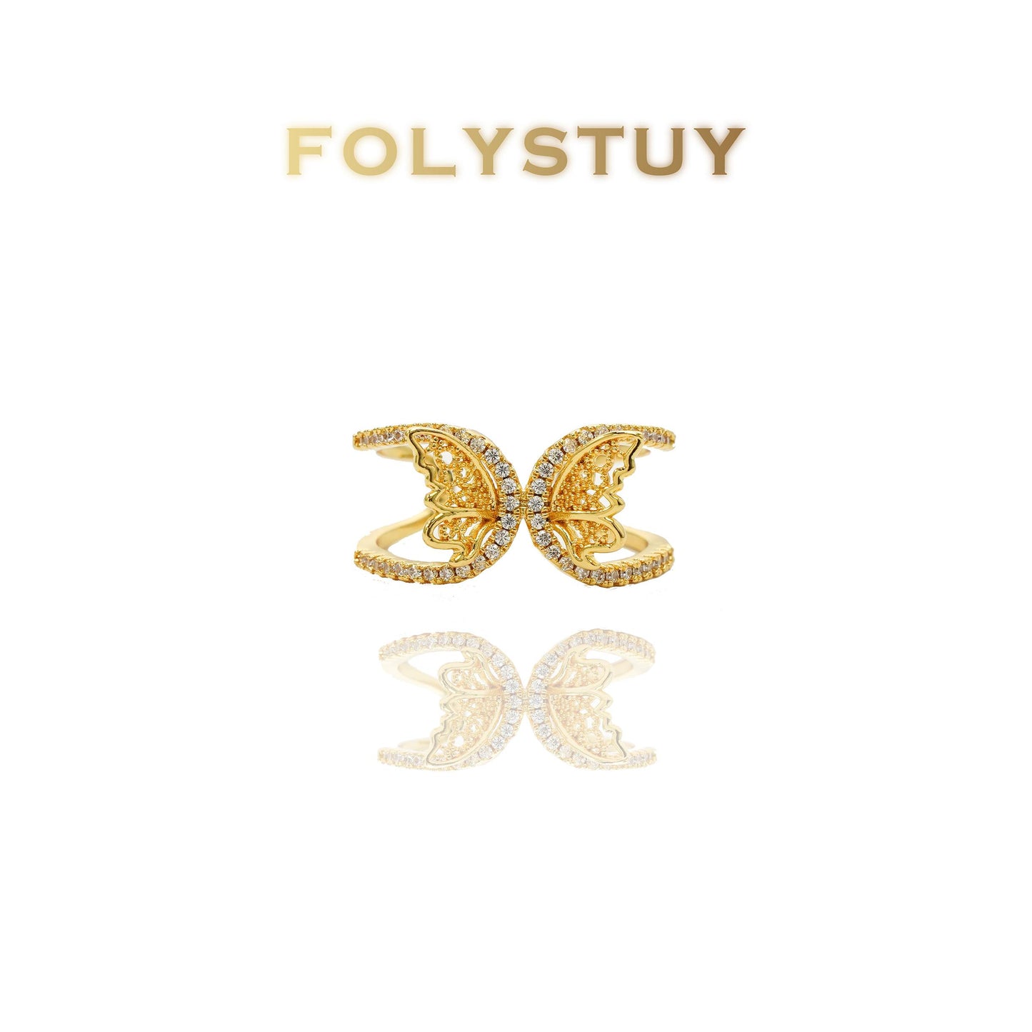 【FOLYSTUY (Z125)】24k gold filled Exquisite Butterfly Hollow Ring