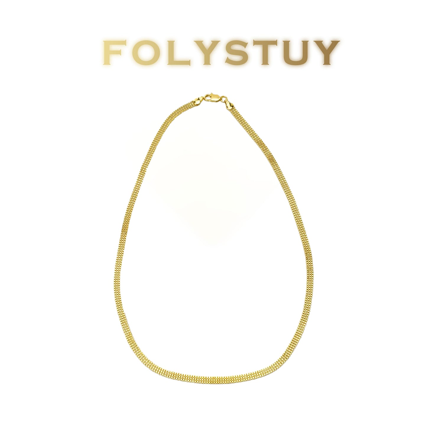 【FOLYSTUY (Y147)】24k gold filled 3 rows of box chain flat snake bones