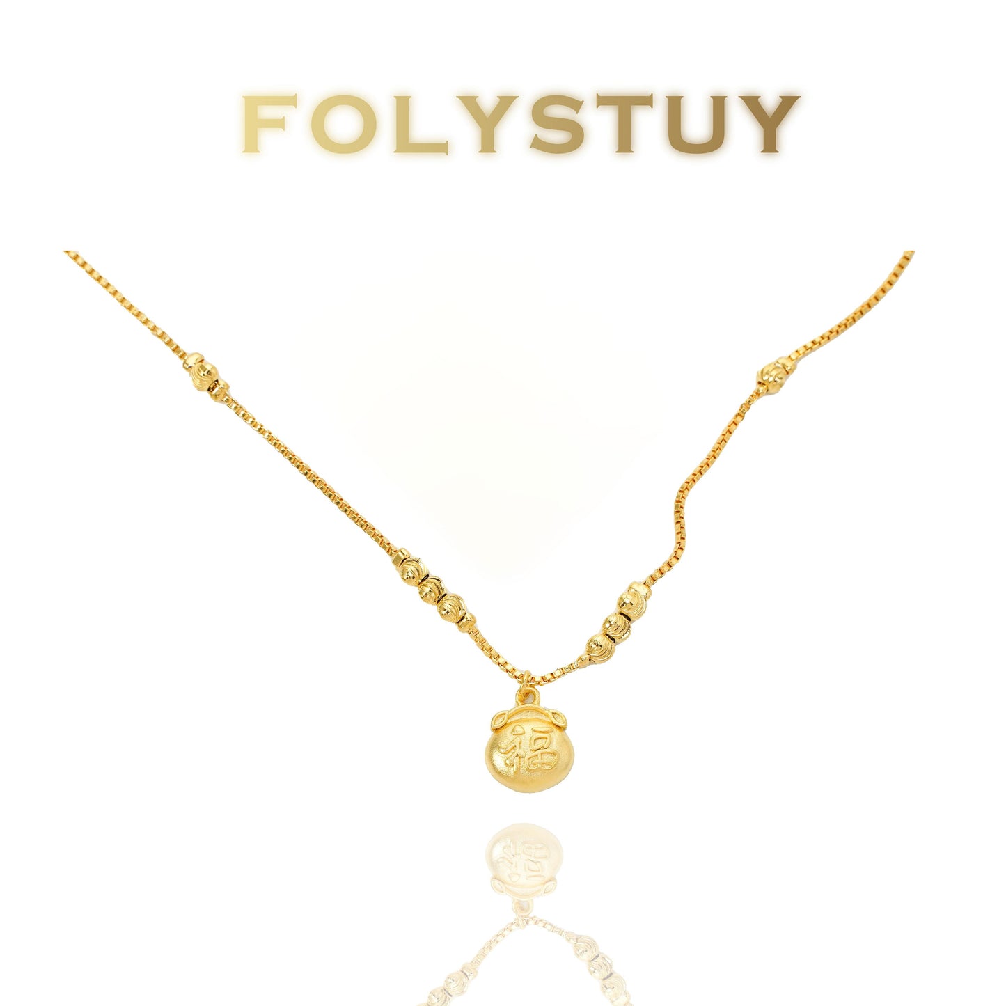 【FOLYSTUY(W47)】24k gold filled Lucky Fortune Bag Anklet
